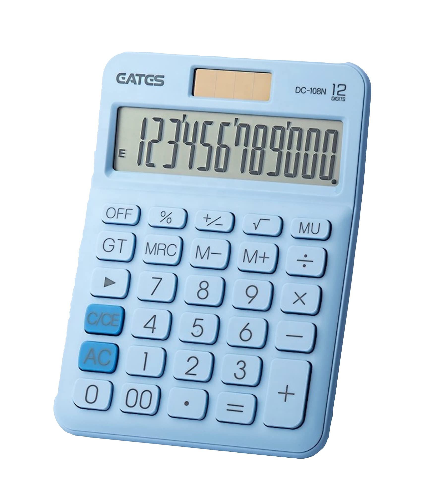 Perfect DC-108N 12 Digits LCD Screen Suitable for Desk and On The Move use Calculator Solar Cashier Calculator,Students Calculator, with Dual Power Color (Blue)
