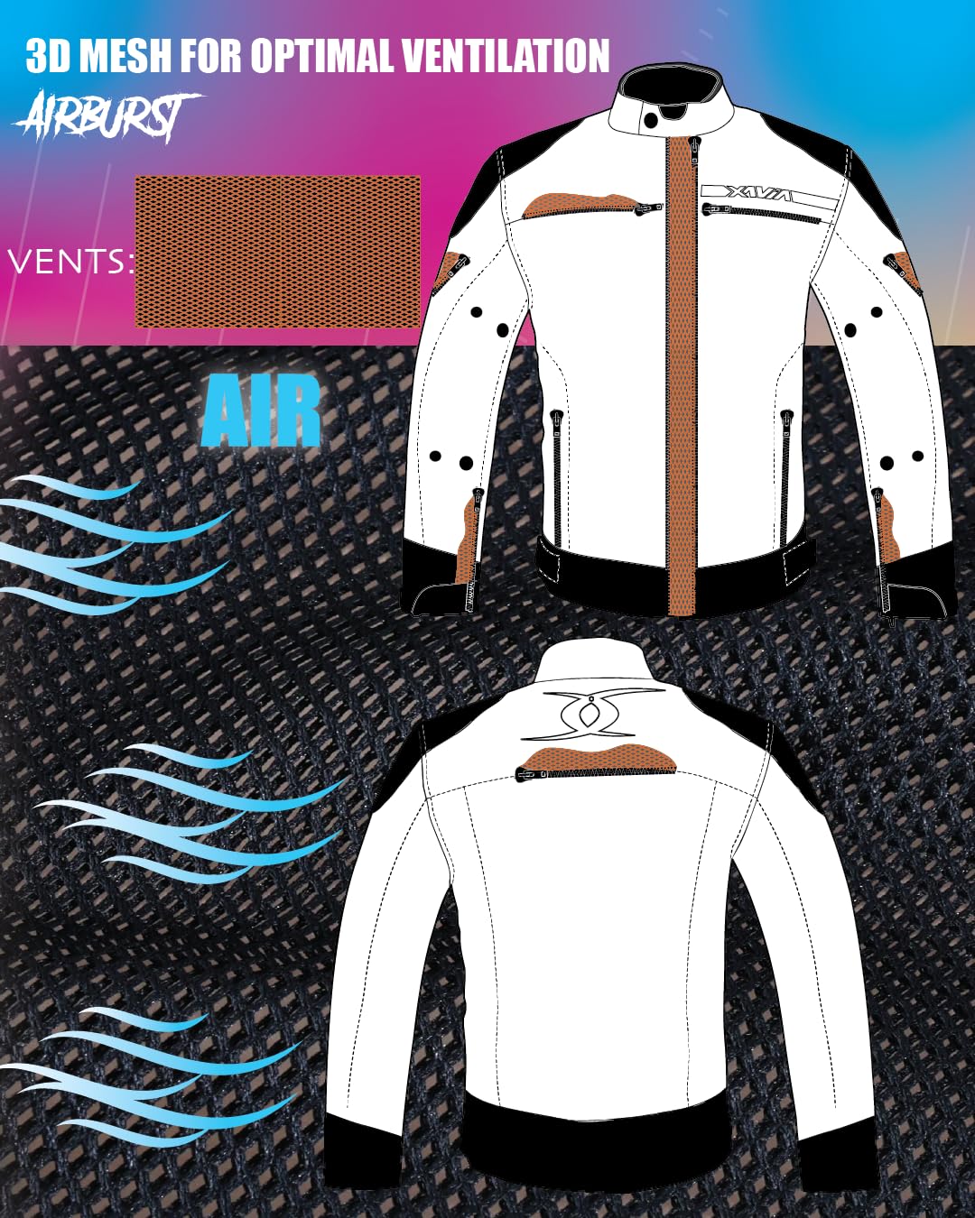 XAVIA REGAL Motorradjacke (Straße) – Wasserdichte und belüftete Motorradjacke mit Protektoren der Stufe 2 | Für alle Jahreszeiten