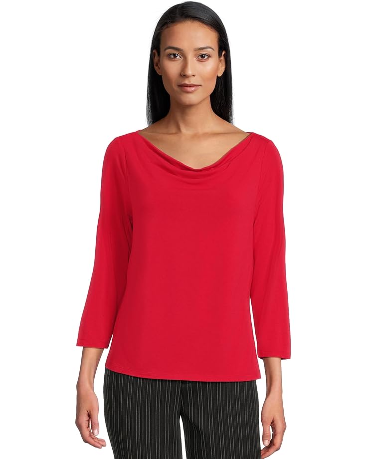 Liverpool Los Angeles 3/4 Sleeve Draped Neck Knit Top - Main View