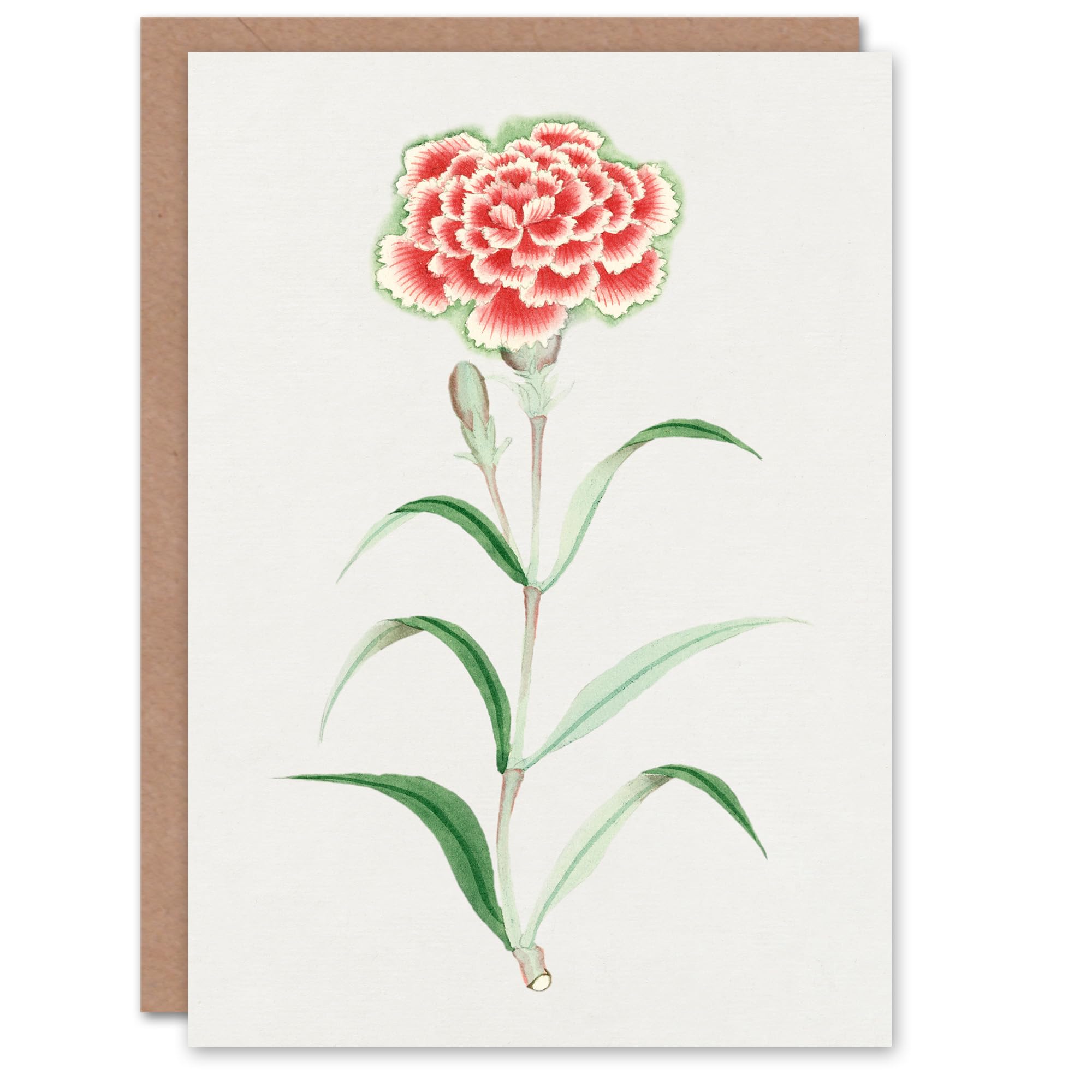 Artery8 Vintage Japanese Botanical Art Card Carnation Flower