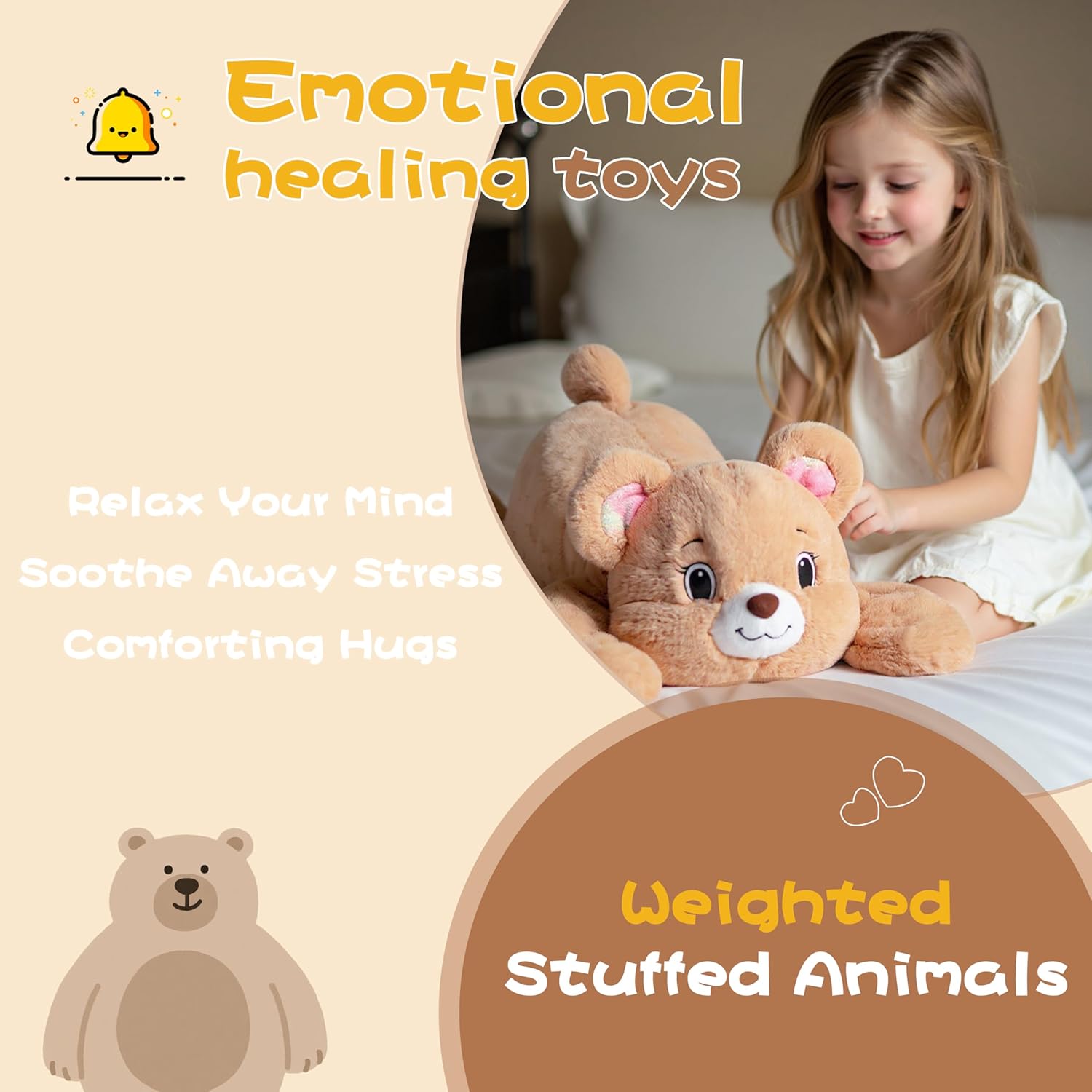 5 LB Weighted Stuffed Animal Teddy Bear for Kids,Adults,24.5" Plush Toy Soft Cuddly Gift for Birthday, Christmas, Boys, Girls, Teens