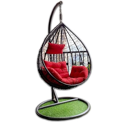 CITE Single Seater Heavy Iron Hanging Egg Swing Lounge Chair with Tufted Soft Deep Cushion Backyard Relax for Indoor, Outdoor, Balcony, Deck, Patio, Home & Garden (Black)