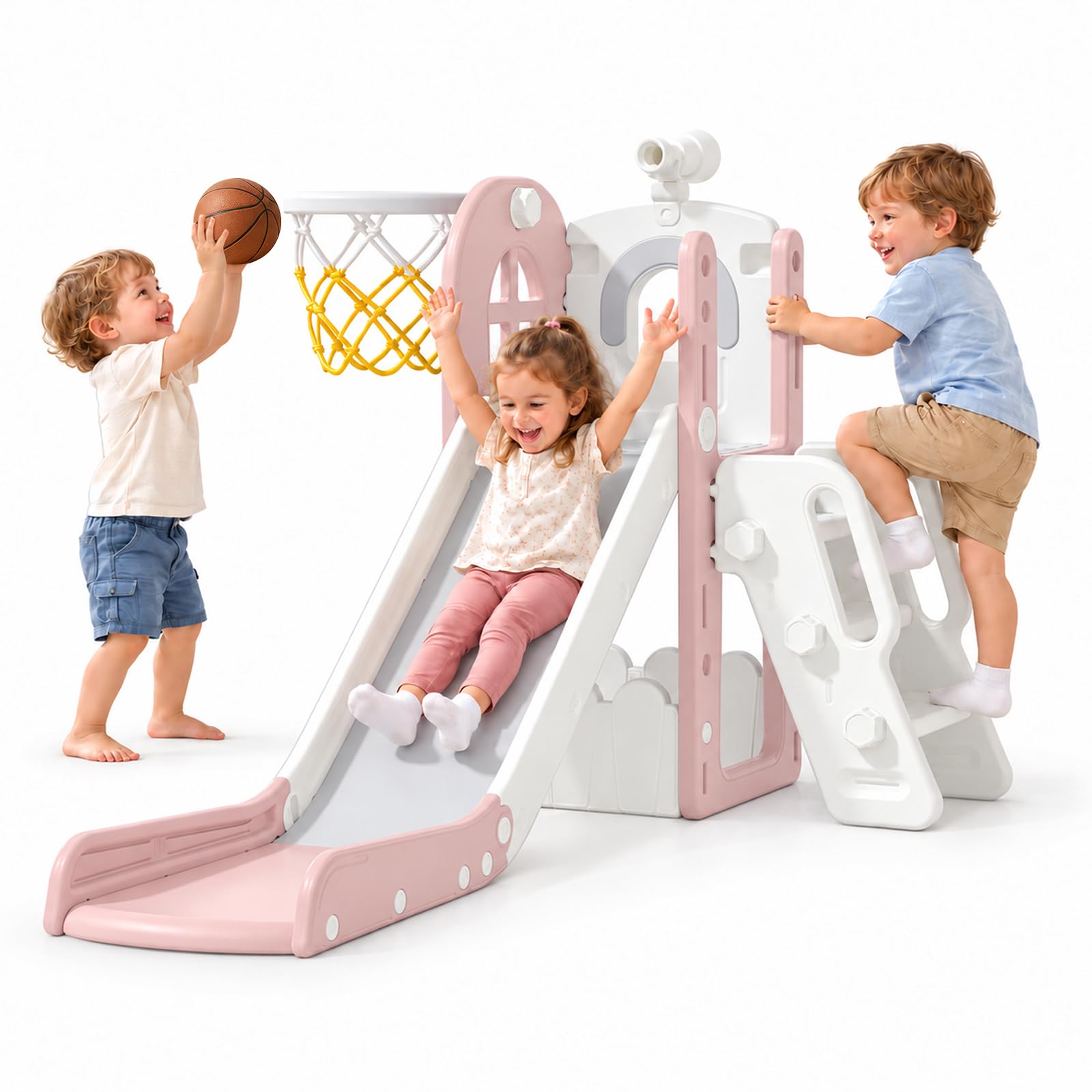 Babytronic Toddler Slide for Kids 1-3, 6-in-1 Baby Slide Indoor Playground