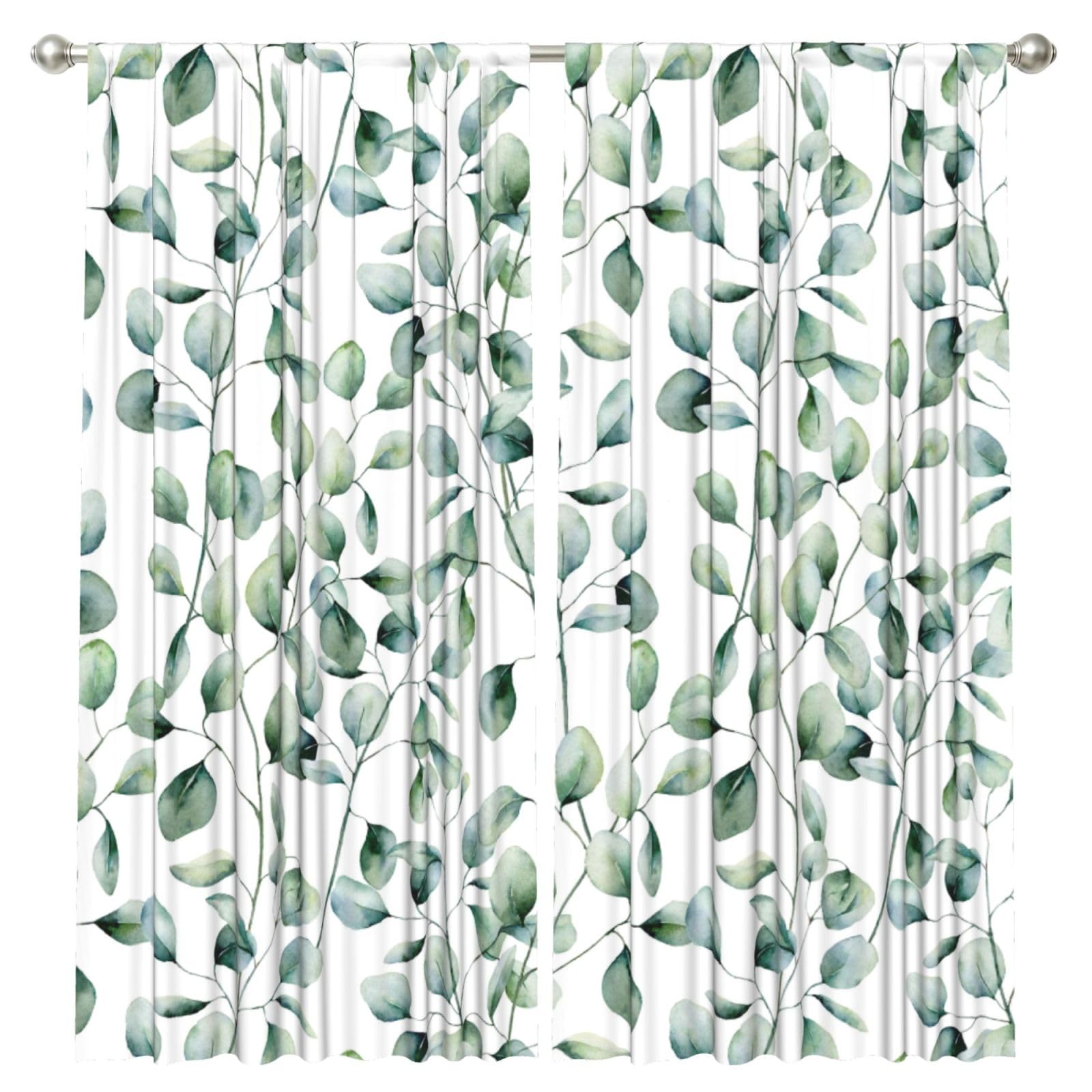 InOmak Eucalyptus Leaves, 2 Panels Window Curtains 52 x 84 Inch Blackout Curtains for Living Room Bedroom
