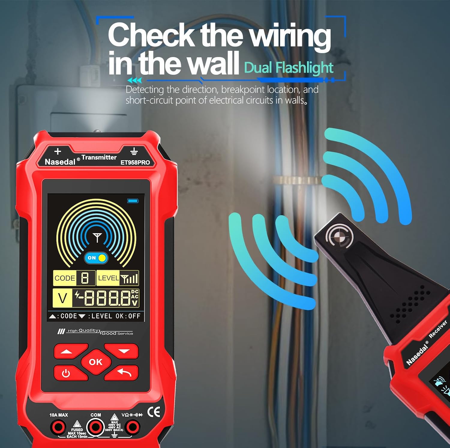 Underground Cable Tester Locator Muntimeter 2 in 1,Circuit Tracer Metal Pipe Detector Wire Tracker Tool Detects Wall\Underground Wires, Cables, Water and Gas Pipeline Paths