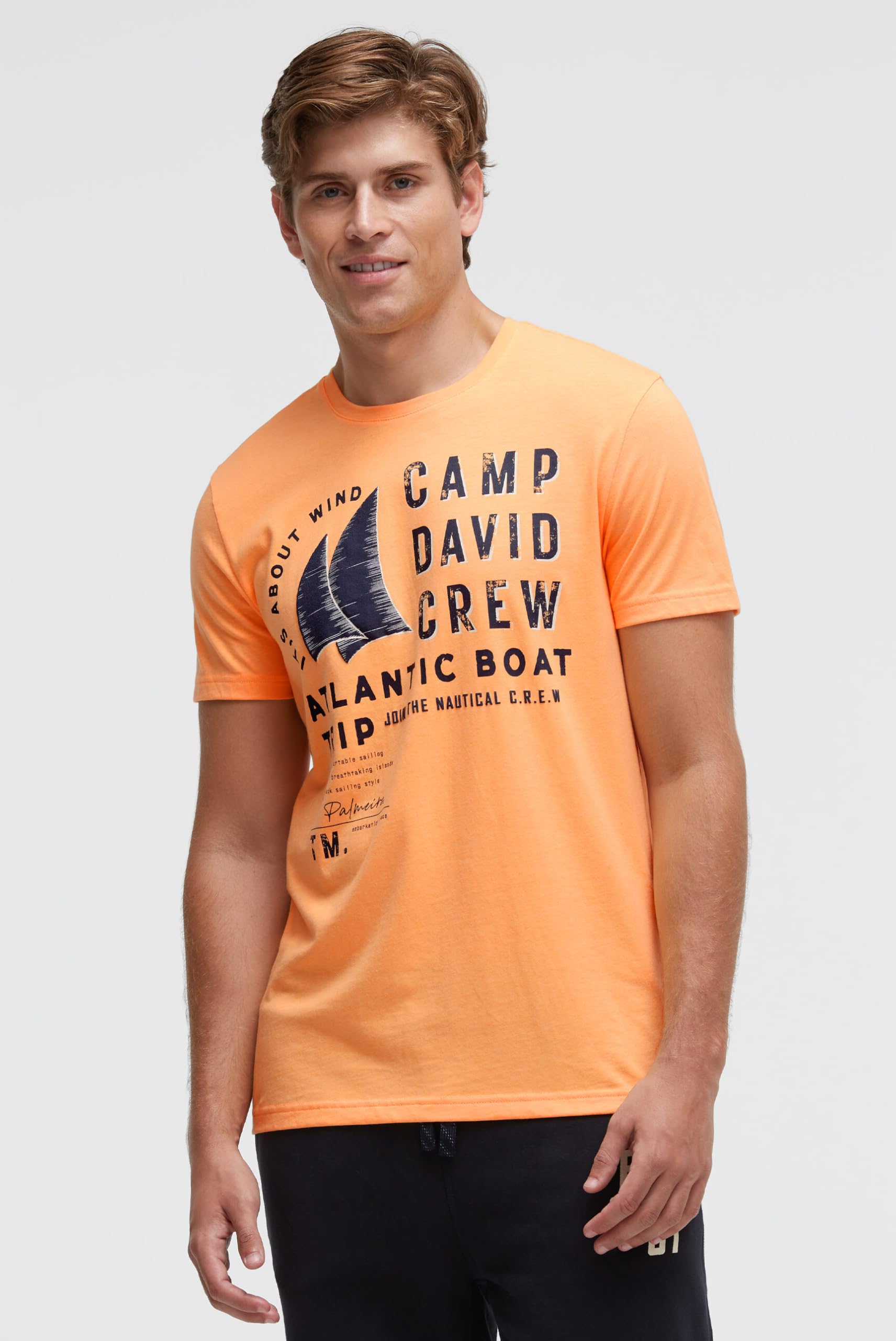 Camp David Herren T-Shirt mit Label Print