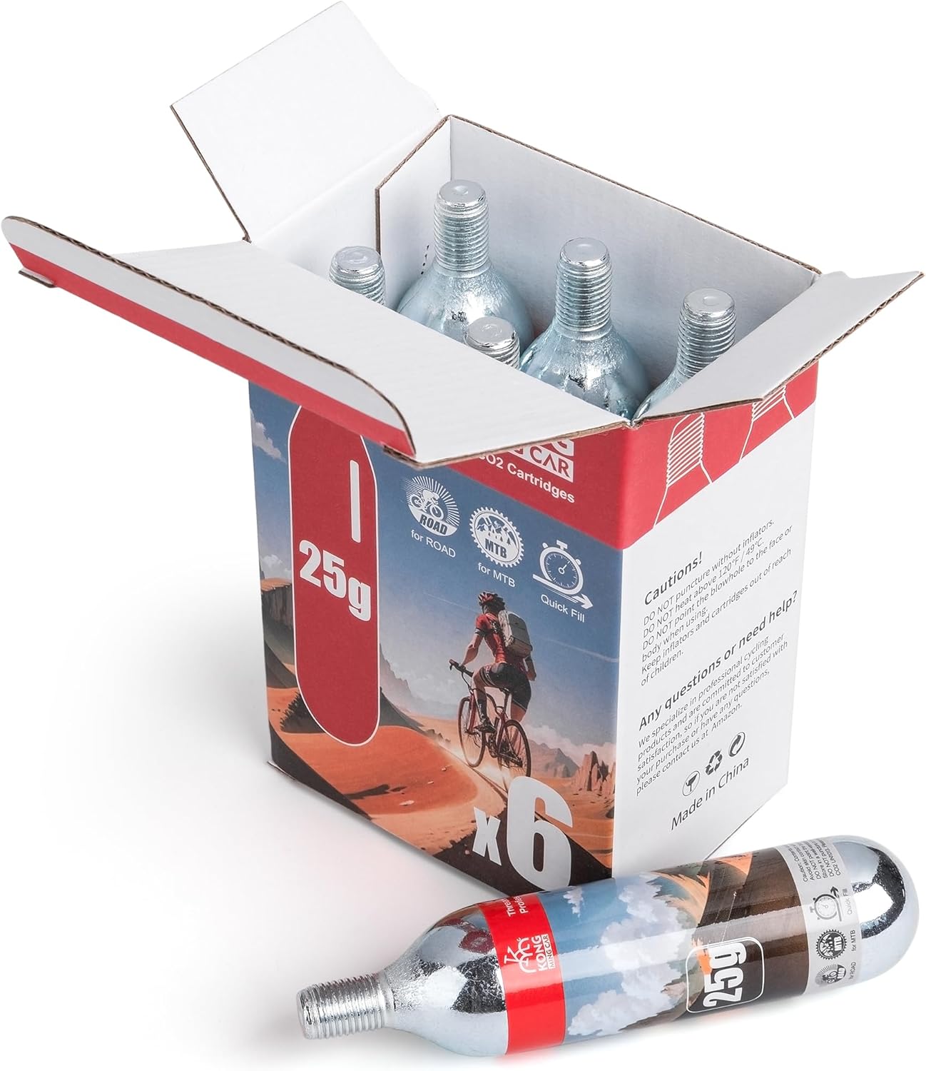 16g / 25g Threaded CO2 Cartridges - CO2 Cylinder for Bike Tire Inflators - Great Refill for Mountain or Road Bikes Tires - Image 7