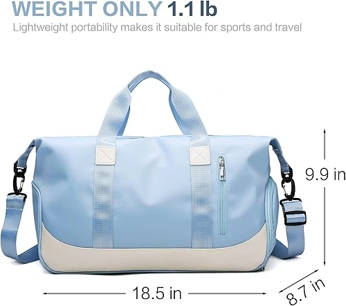 Miniatura 2 de Arouselove Bolsas de lona deportivas para mujeres y hombres, bolsa de gimnasio portátil con bolsillo húmedo y compartimento separado para zapatos,