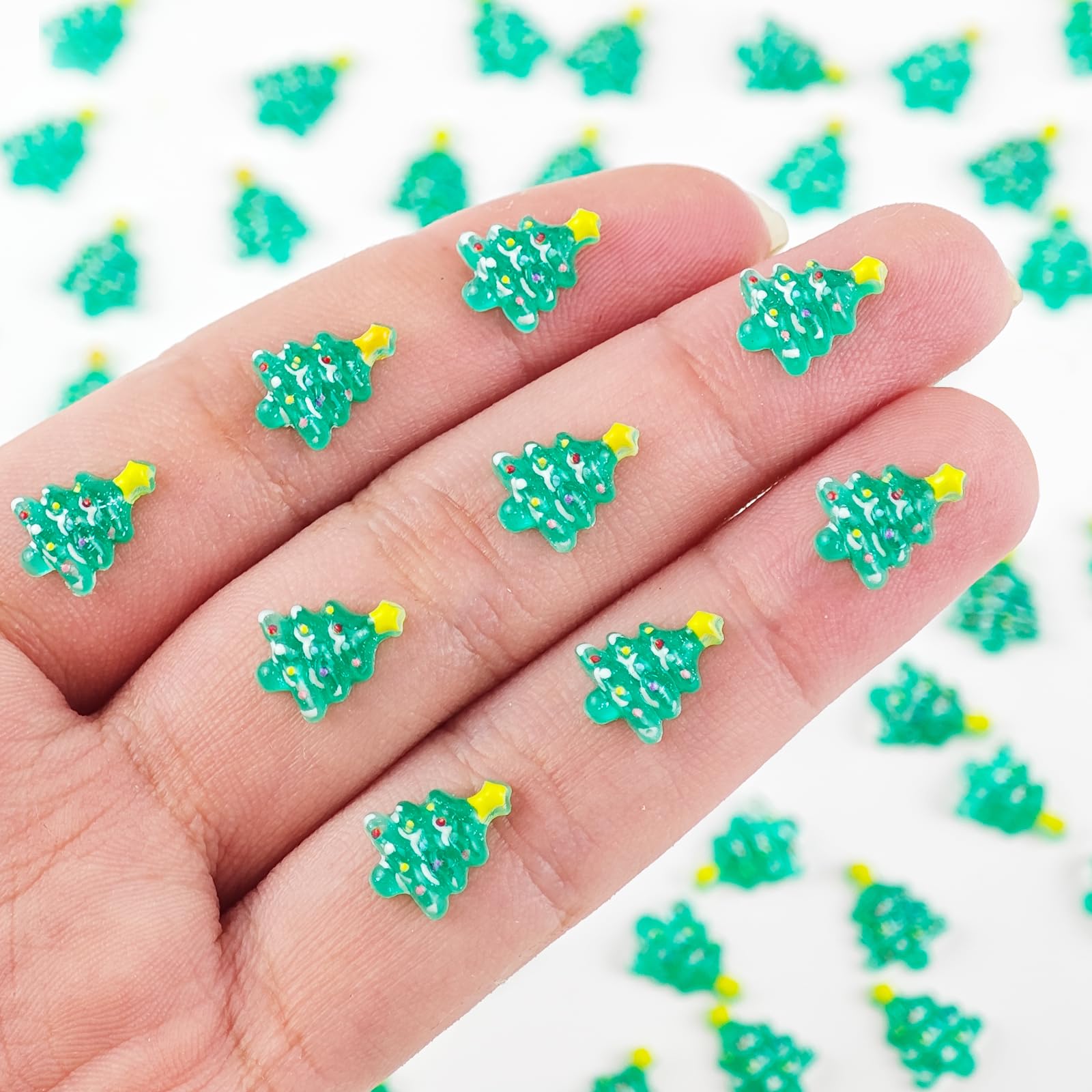 200 Pieces Tiny Christmas Tree Decor for Dollhouse Mini Resin Decor for Crafts Tiny Things for Fairy Garden Micro Landscaping Decoration — image 1