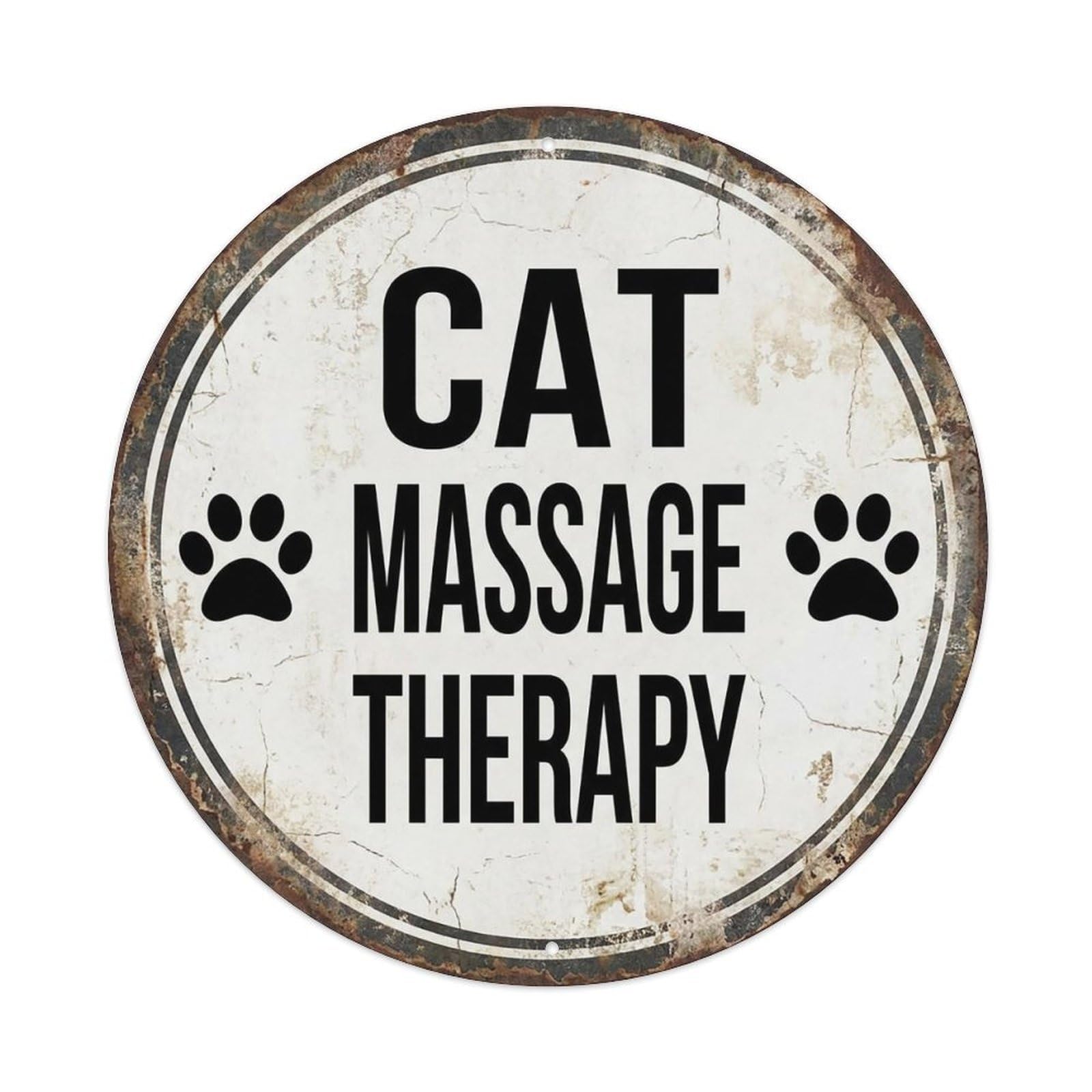 Vintage Cat Massage Therapy Decor Vintage Metal Tin Sign Plaque Wall Decor for Cafe, Club Bar, Office, Garden Metal Poster 8x8Inch