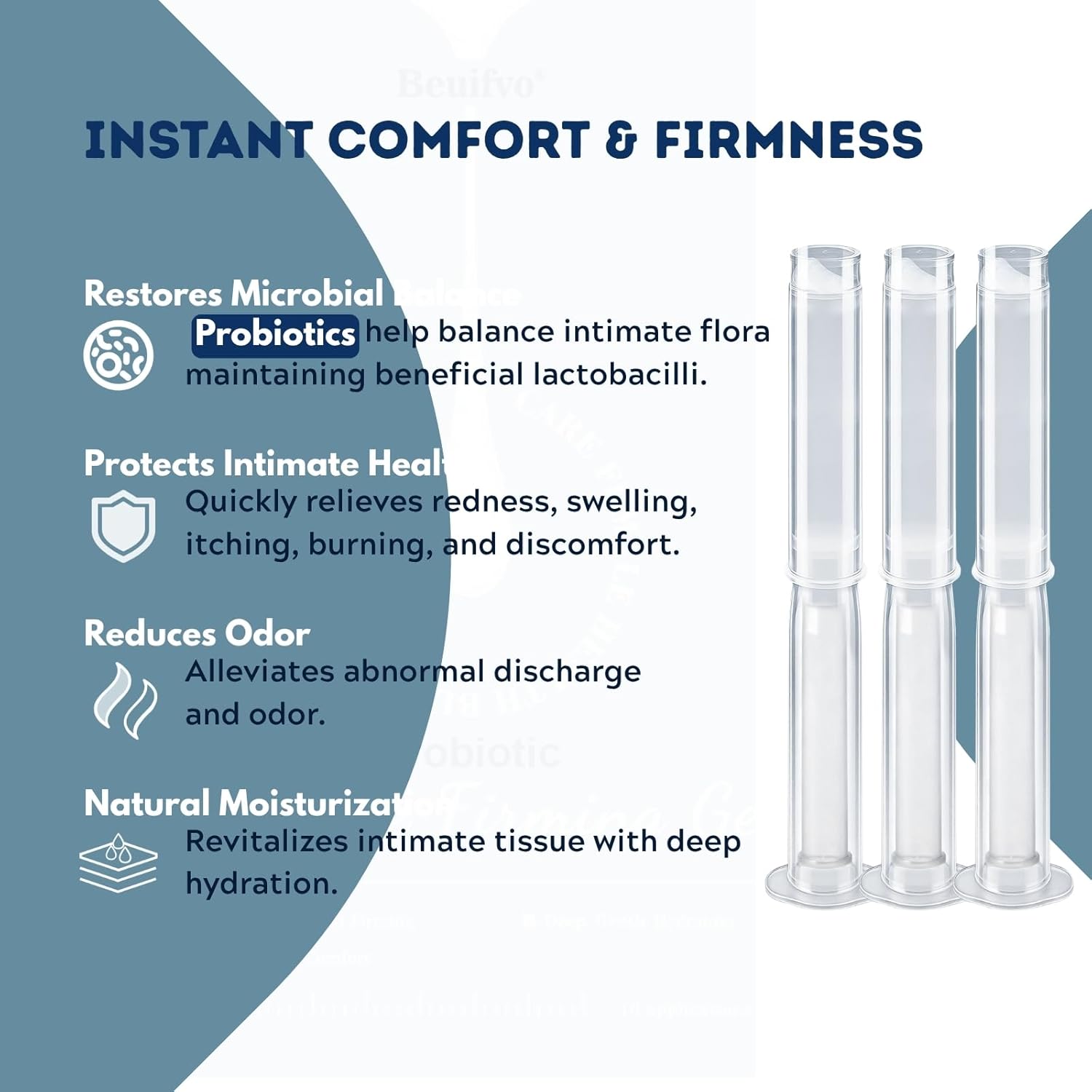 Probiotic Intimate Firming Gel - pH Balanced & Probiotics Intimate Care Gel, 5 Pre-filled Applicators | Moisturizer For Dryness & Promote pH Balance | Odor Control