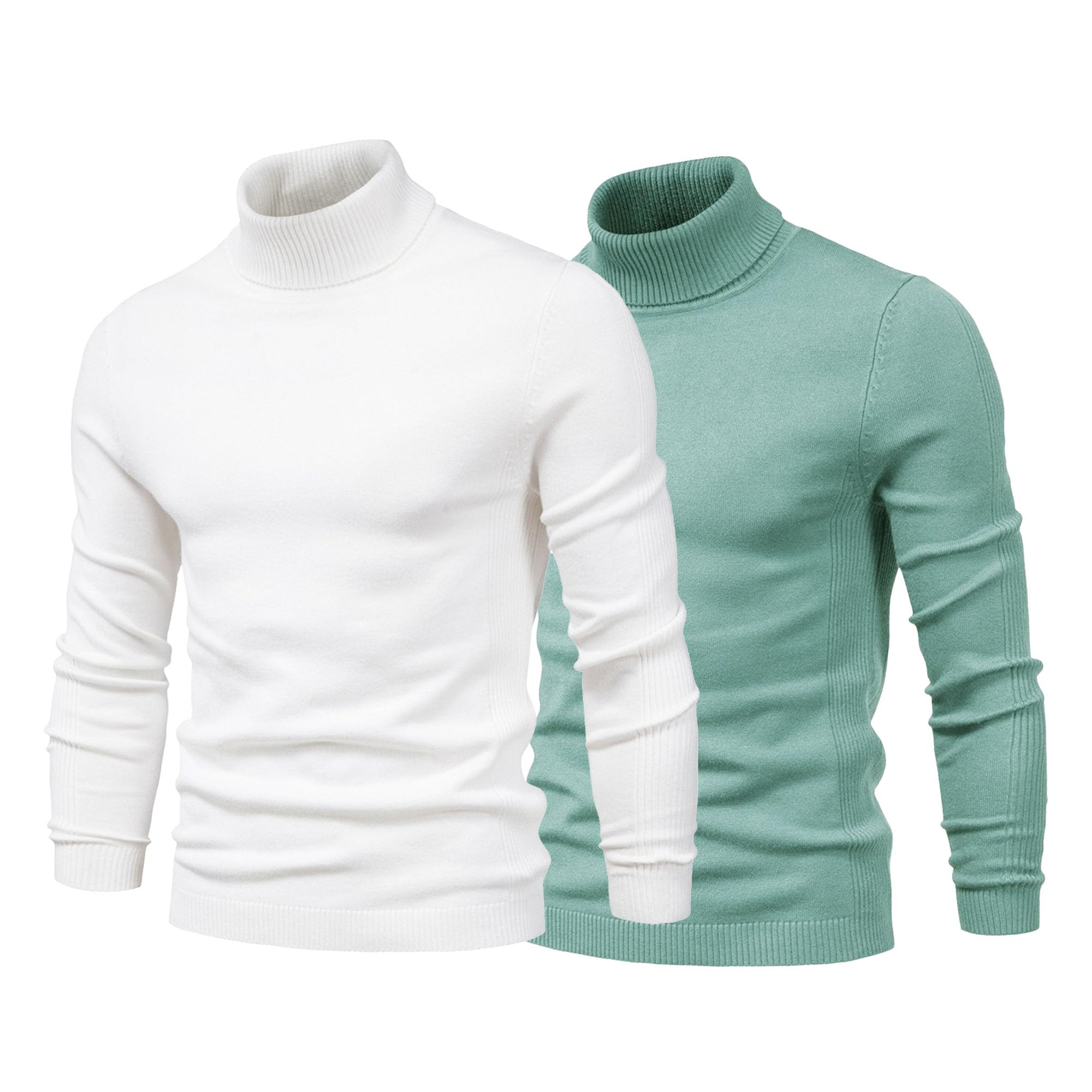 Suéter térmico de cuello alto para hombre, suéter de cuello alto delgado para hombre, 2 piezas, suéter de cuello alto suave y cómodo