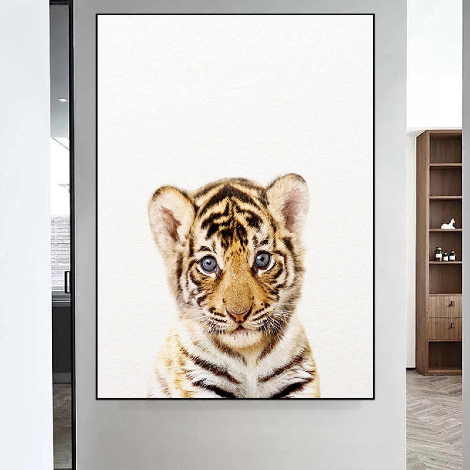 Animal bebé Lienzo Pintura Cartel Tigre león Mural Moderno Animal Pintura nórdica habitación de guardería decoración del hogar Pintura 40x50cmx3 Marco Interno