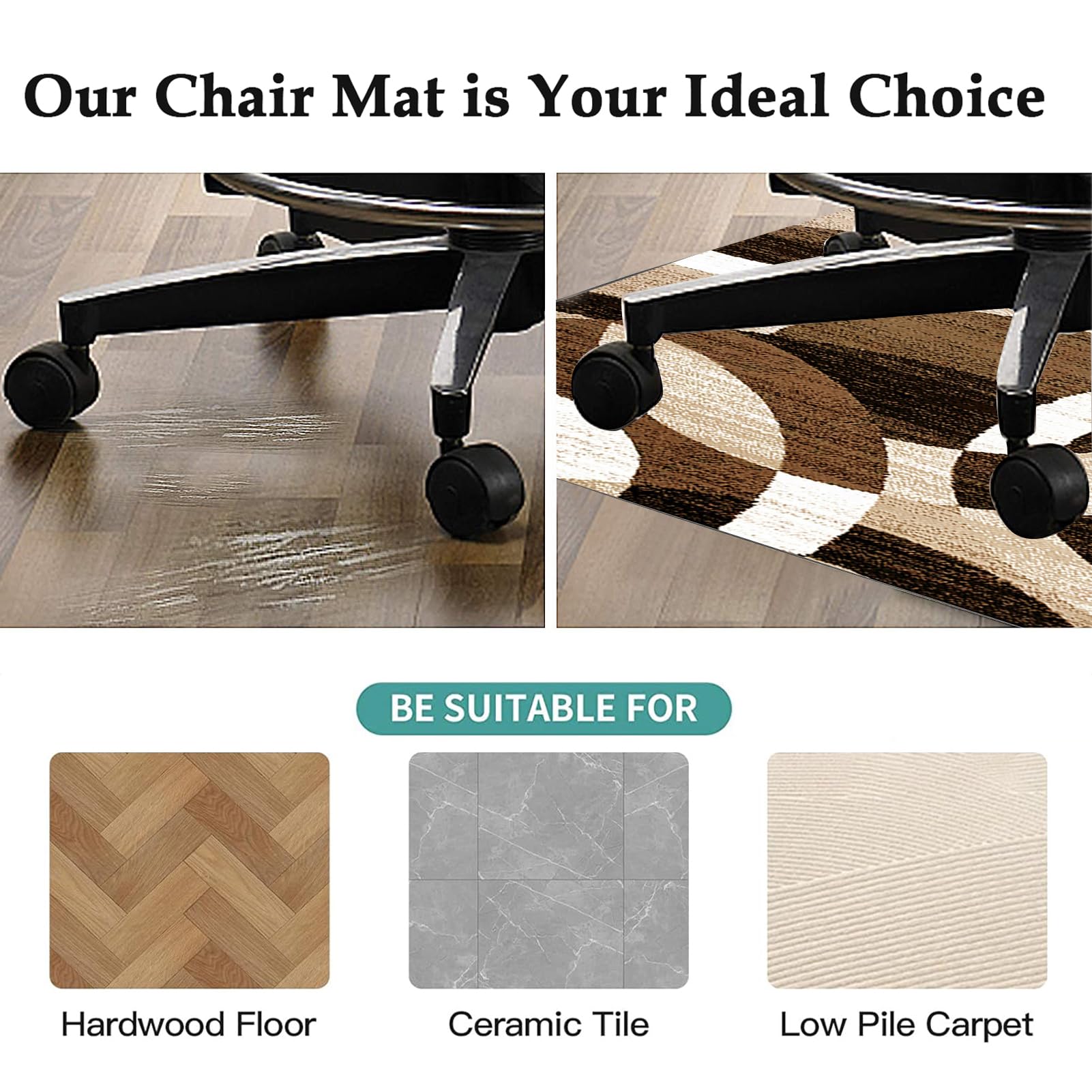 EYKWKB 160 x 180 cm Heavy Duty Office Chair Mat for Hard Floors, Color-4 - Image 4