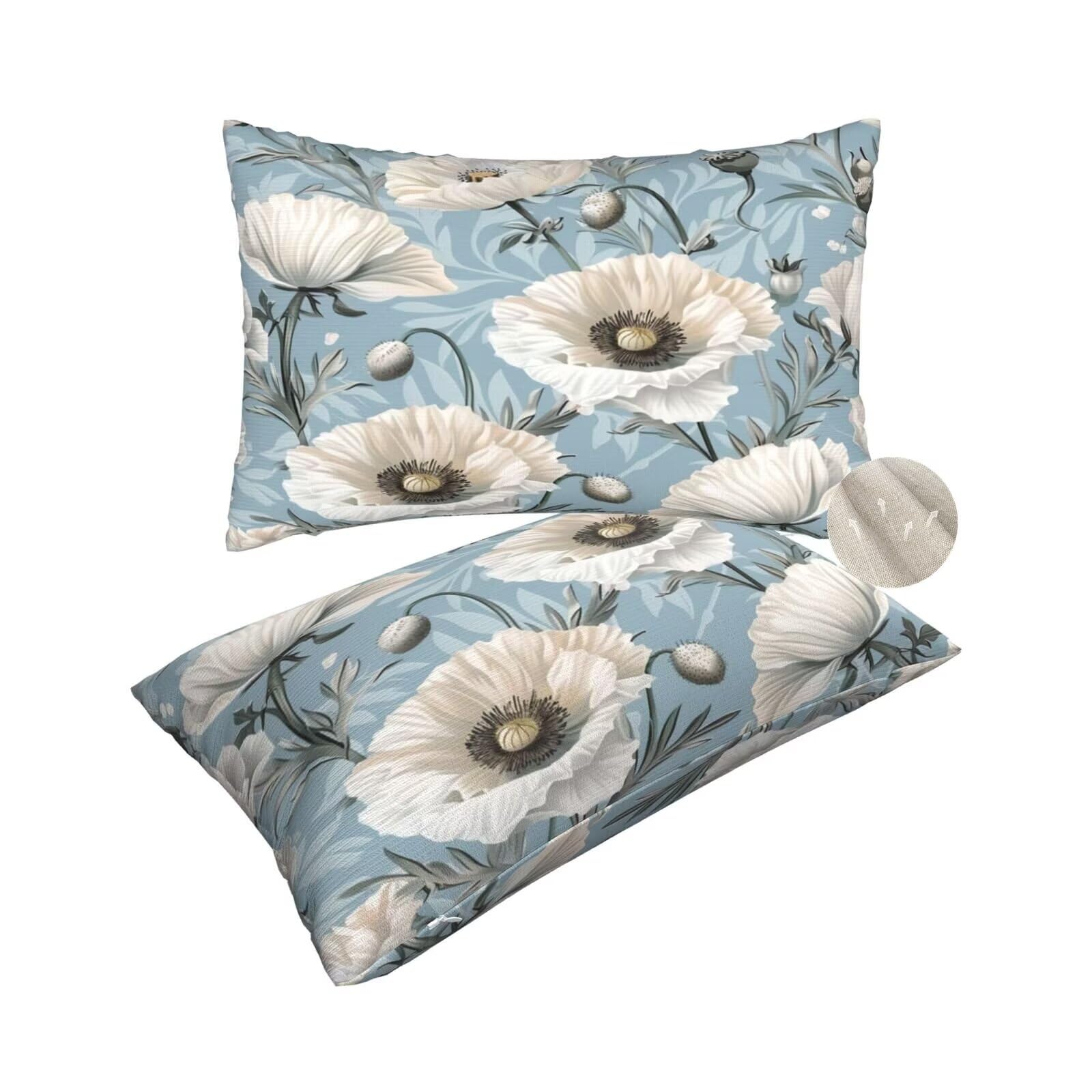 Housse coussin fleurs 60x80 lot de 2 taies rectangulaires décoratives salon maison