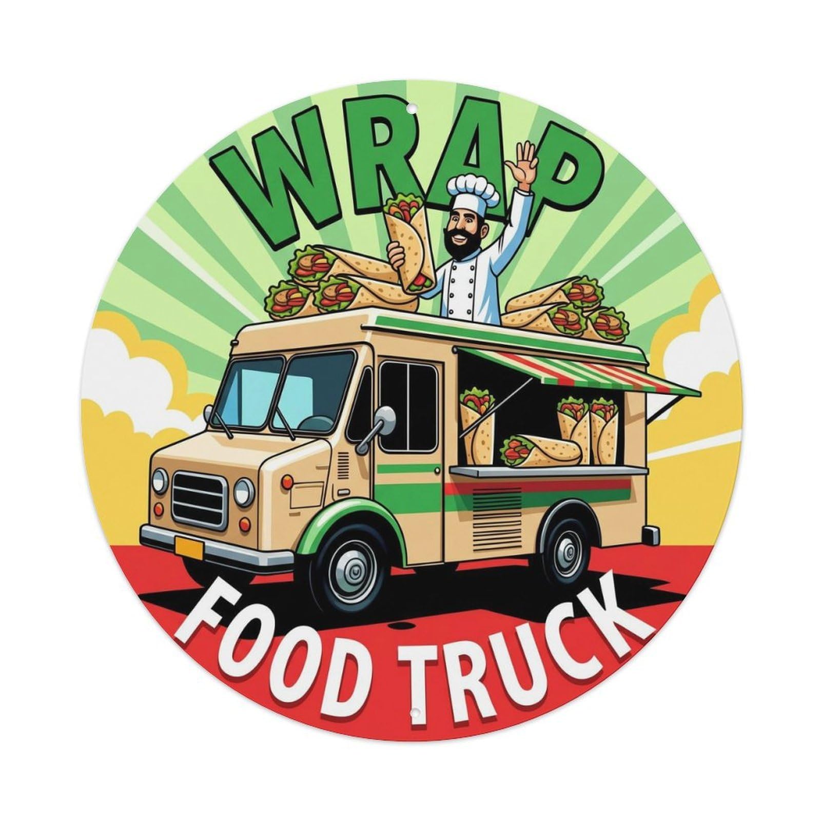 USA Wrap Food Truck Street Cuisine Illustration Metal Tin Sign