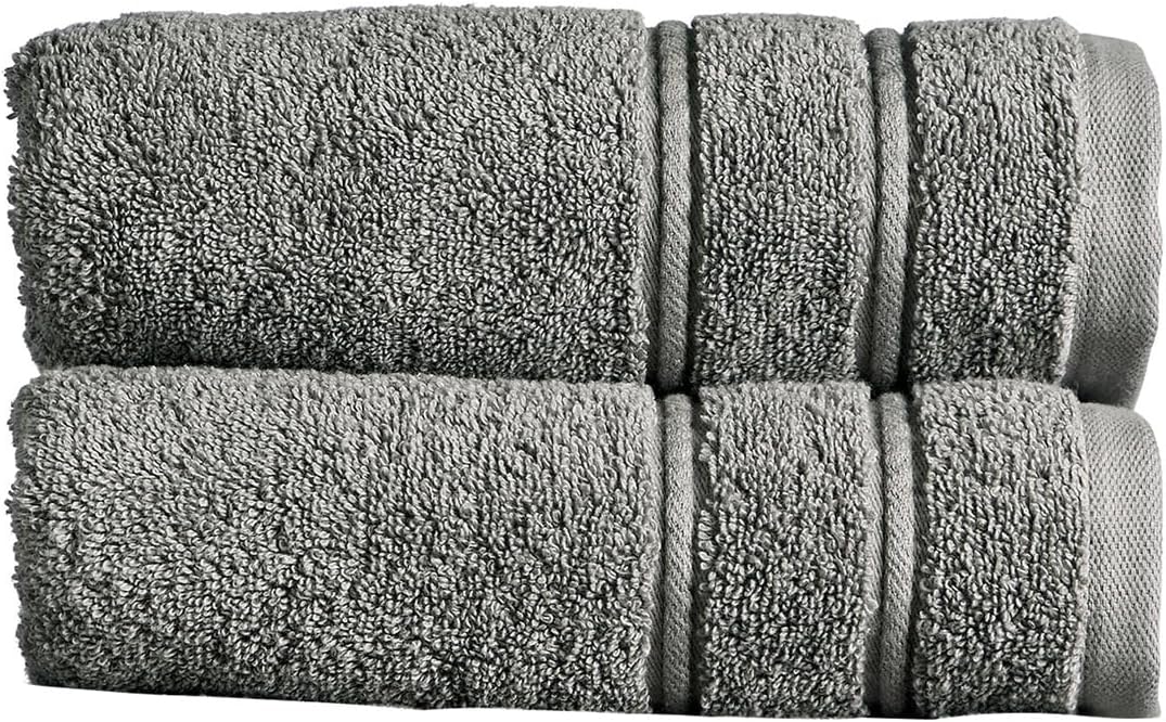 Christy Antalya Hand Towels | Set of 2 | 100% Turkish Cotton | 600GSM | Soft Plush Luxury Towel Set | 50cm x 90cm | Quick Dry | Storm Grey