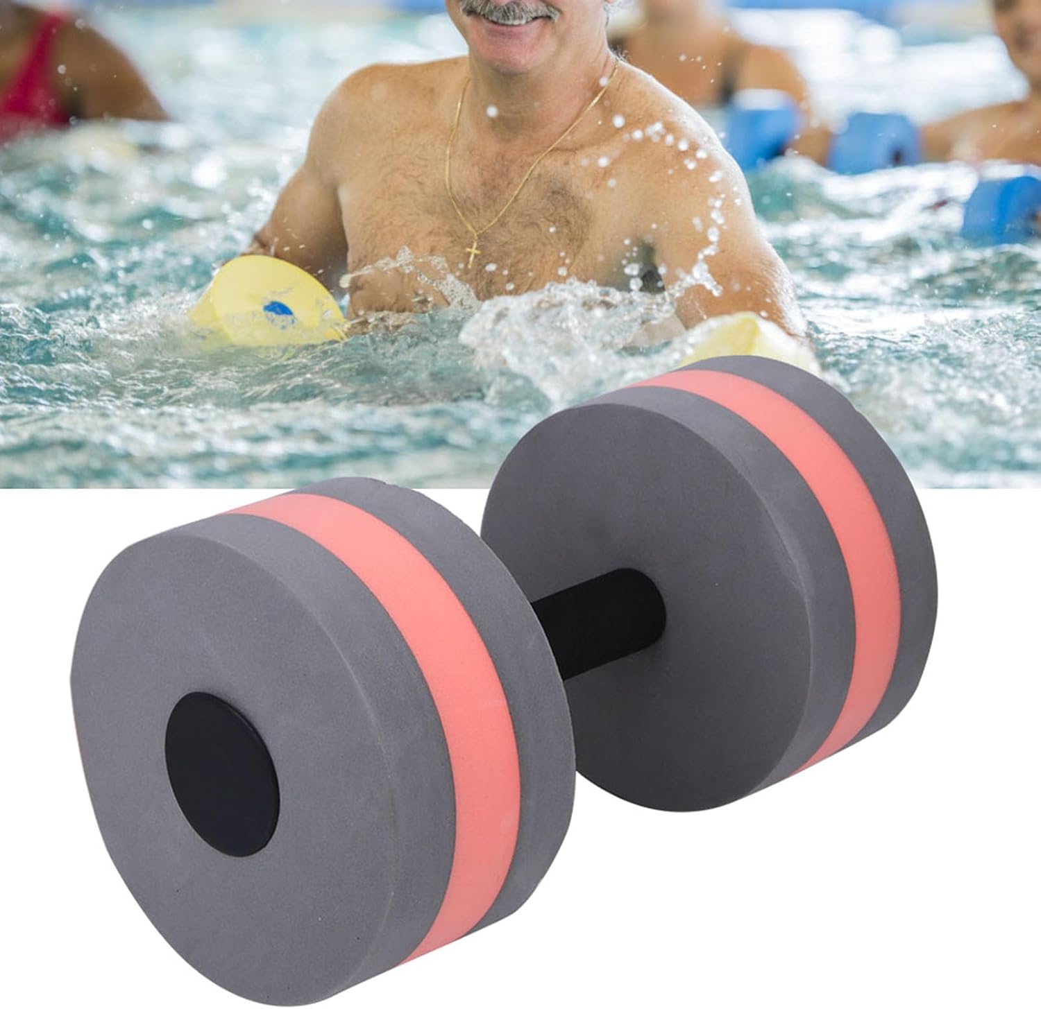 Water Dumbbell, Roundness Foam Water Floating Dumbbell Sports Aquatic Exercise Barbell Water Weights for Pool Exercise