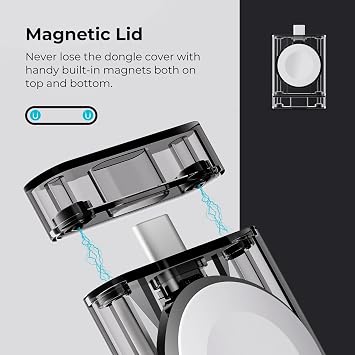 PITAKA Power Dongle for Apple Watch, MFi Certified Portable USB C Plug-in Wireless Magnetic Charger Compatible with Apple Watch Series 7/SE/6/5/4/3/2/1