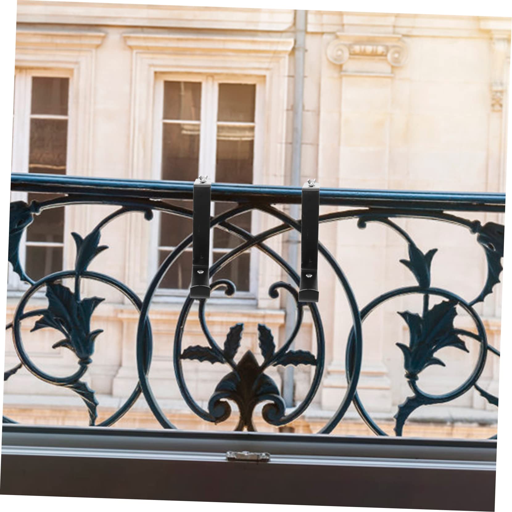 Verstellbarer Blumenkastenhalter 2 Stück aus Metall Schwarzer 20cm Hängehalter für Balkon Fensterbank für Draußen