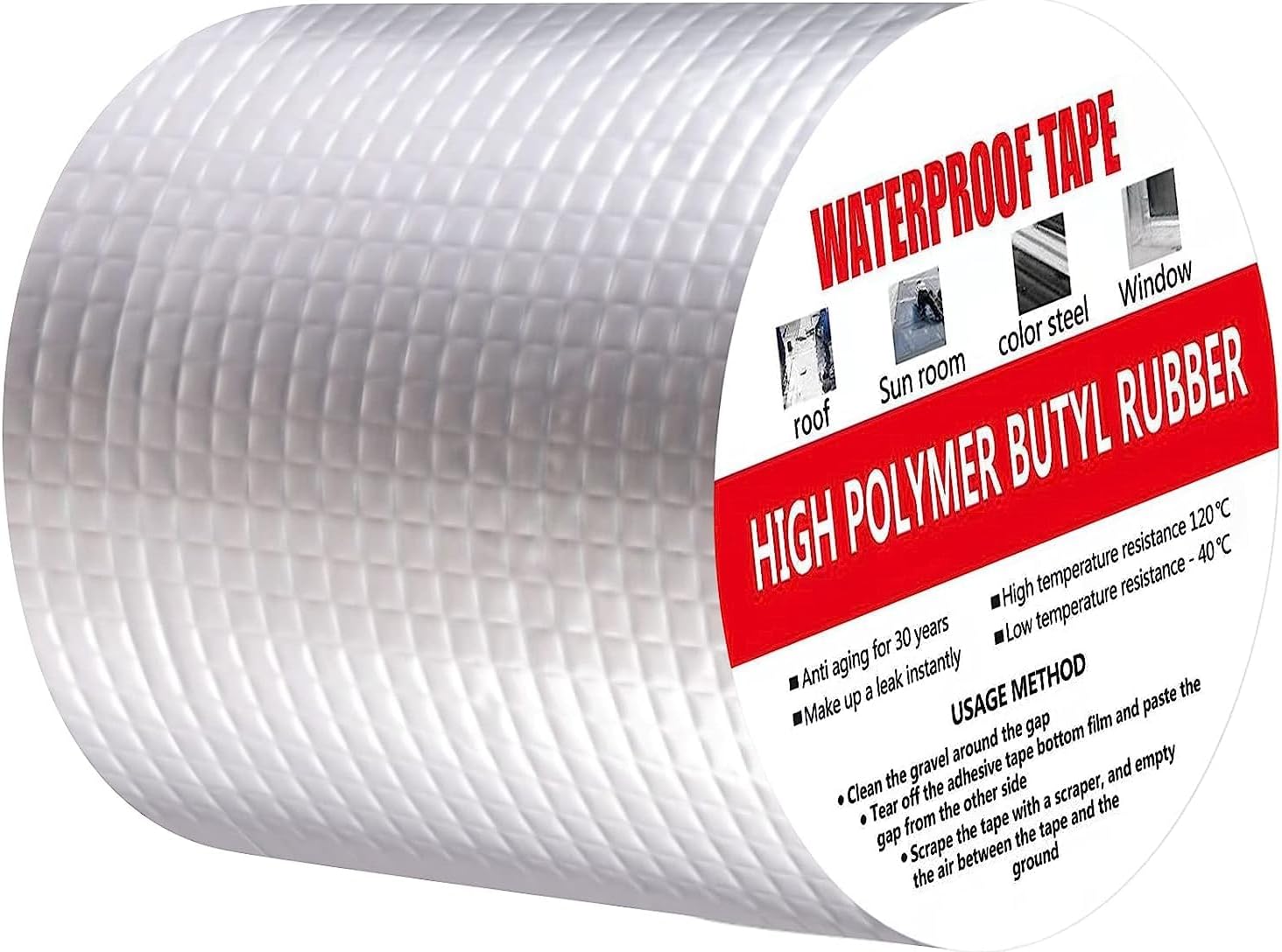 Super Strong Adhesive Waterproof Permanent Repair Aluminum Butyl Tape Rubber Foil Suitable for Roof Leak, surface Crack, Window Sill Gap, Boat Sealing, Home Renovation (10CM*5M (Pack Of 1))