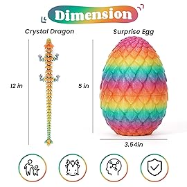 TBOLINE 12 3D Printed Dragon Egg, Christmas Stocking Stuffers for Kids Boys, Cool 3D Printer Articulated Crystal Dragon Toy for Boys Kid Teen, Animals Fidget Toy Dinosaur Eggs for 5-7 4-6 8-12