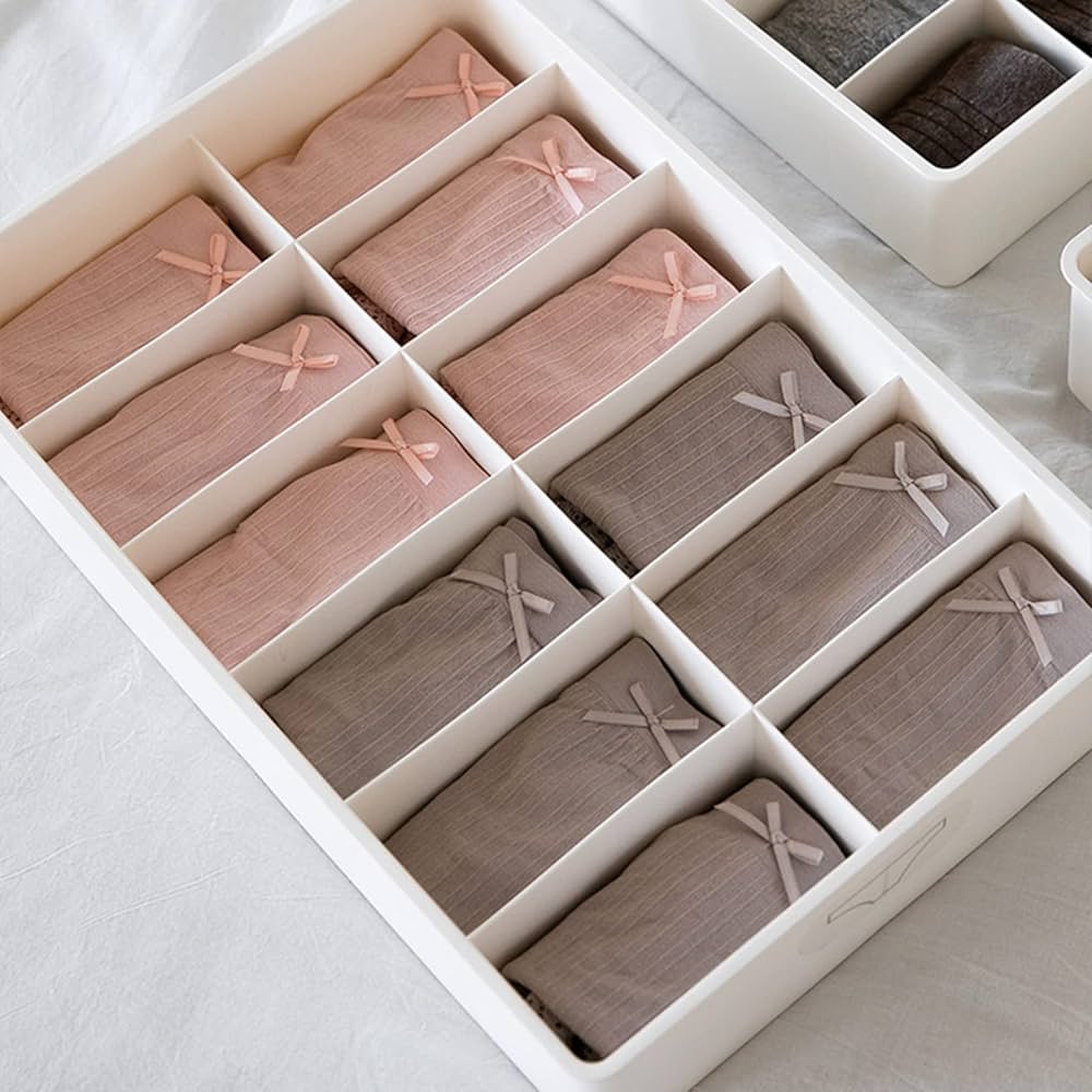 Amazon|MJKQ9 下着収納ケース プラスチック ホワイト(12マス) 収納 Amazon|MJKQ9 下着収納ケース プラスチック ホワイト(12マス) 収納