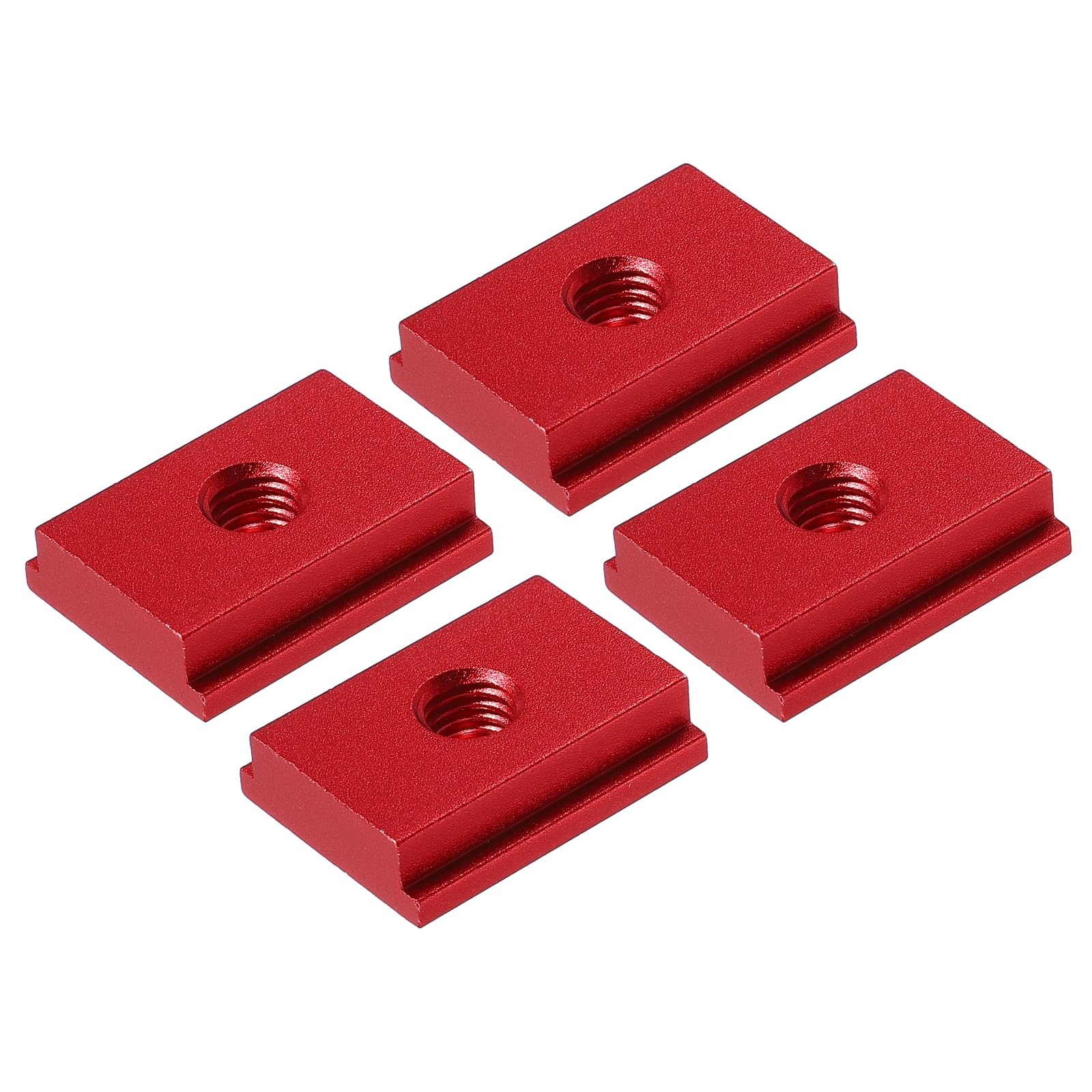 M METERXITY Aluminum t Track (10Pcs, 1.2Inch, M8, Red)- T-Slider for T-Slot Miter Slider, Double-Cut& Pre Drilled Mounting Holes, Apply to Woodworking/Fixtures/Crosscut Sled/Router Table