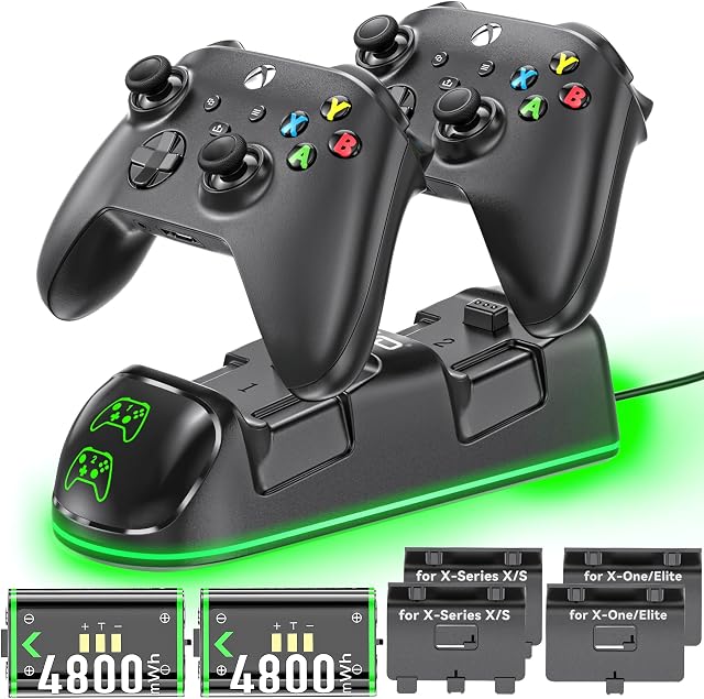 OIVO Stacja ładowania kontrolera Xbox z akumulatorem 2x 4800mWh do konsoli Xbox One/Xbox Series X/S Elite, kontroler Xbox One Stacja ładująca z baterią Xbox do kontrolera Xbox Series/One