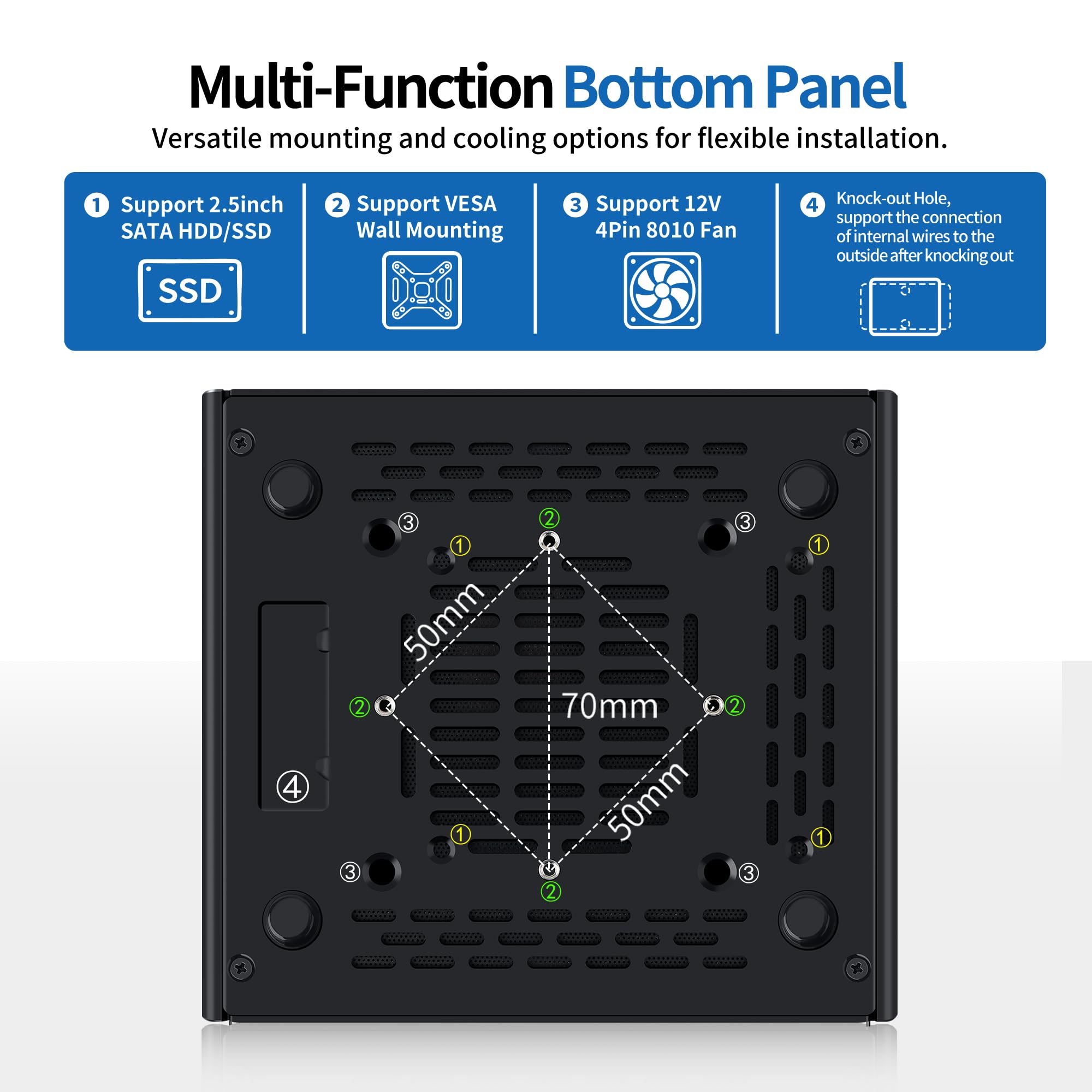 SJRC Lüfterlos Mini PC Firewall Appliance Hardware, i5-8250U, 6 x 2.5GbE i226-V, OPNsense Micro Computer Box, 16GB DDR3 RAM 256GB SSD, M.2 NVMe 3.0 x4, HD/DP/Type-C, AES-NI