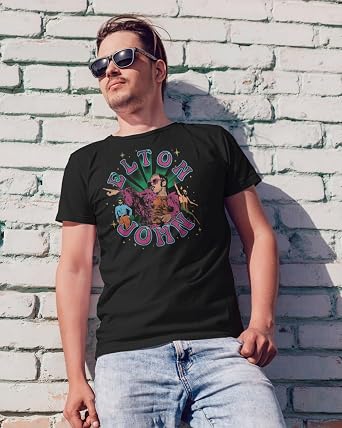 2Bhip Elton John Vintage Style 70s Sunburst Portrait Graphic Rock T Shirt