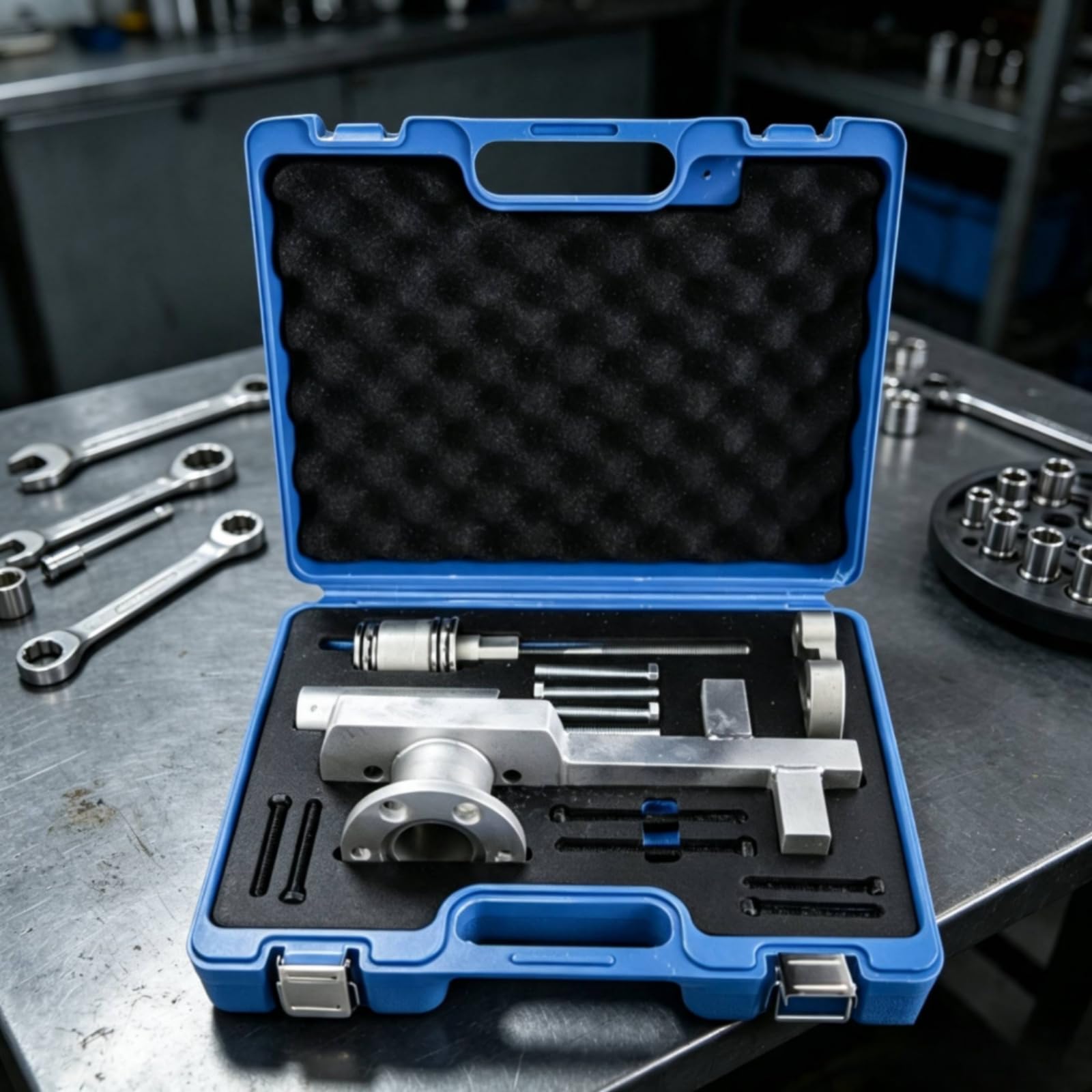 TISHITA Extractor de Poleas Automotriz Juego Extractor Separador Bloqueador con Tornillería y Adaptadores en Acero con Caja Resistente Adecuado para Mecánicos Banco de Trabajo
