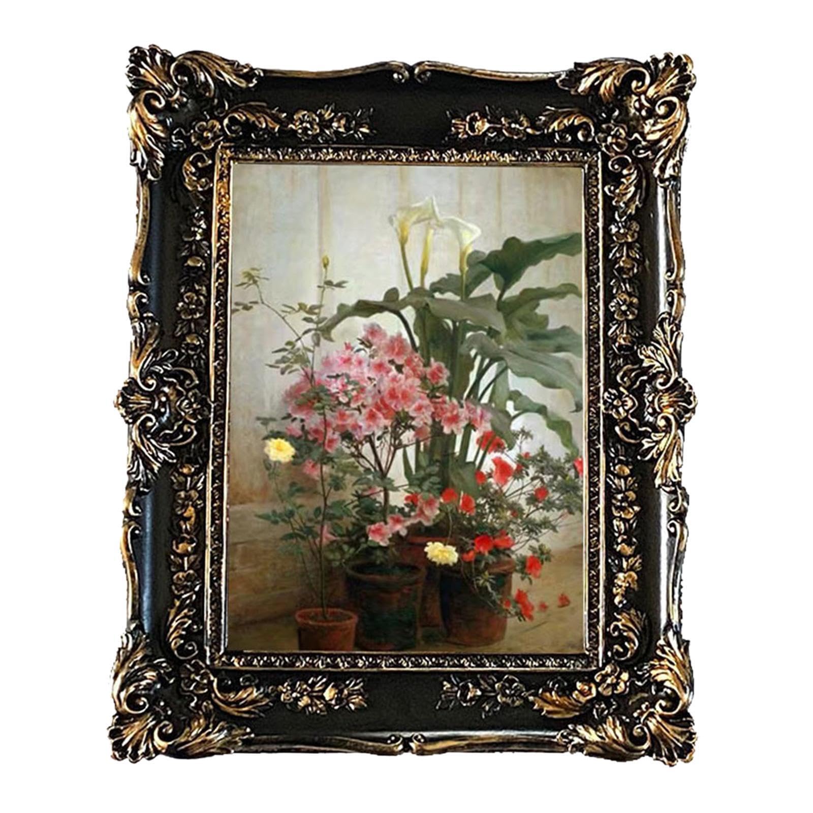 Cadre photo doré vintage orné en résine rétro pour table et bureau