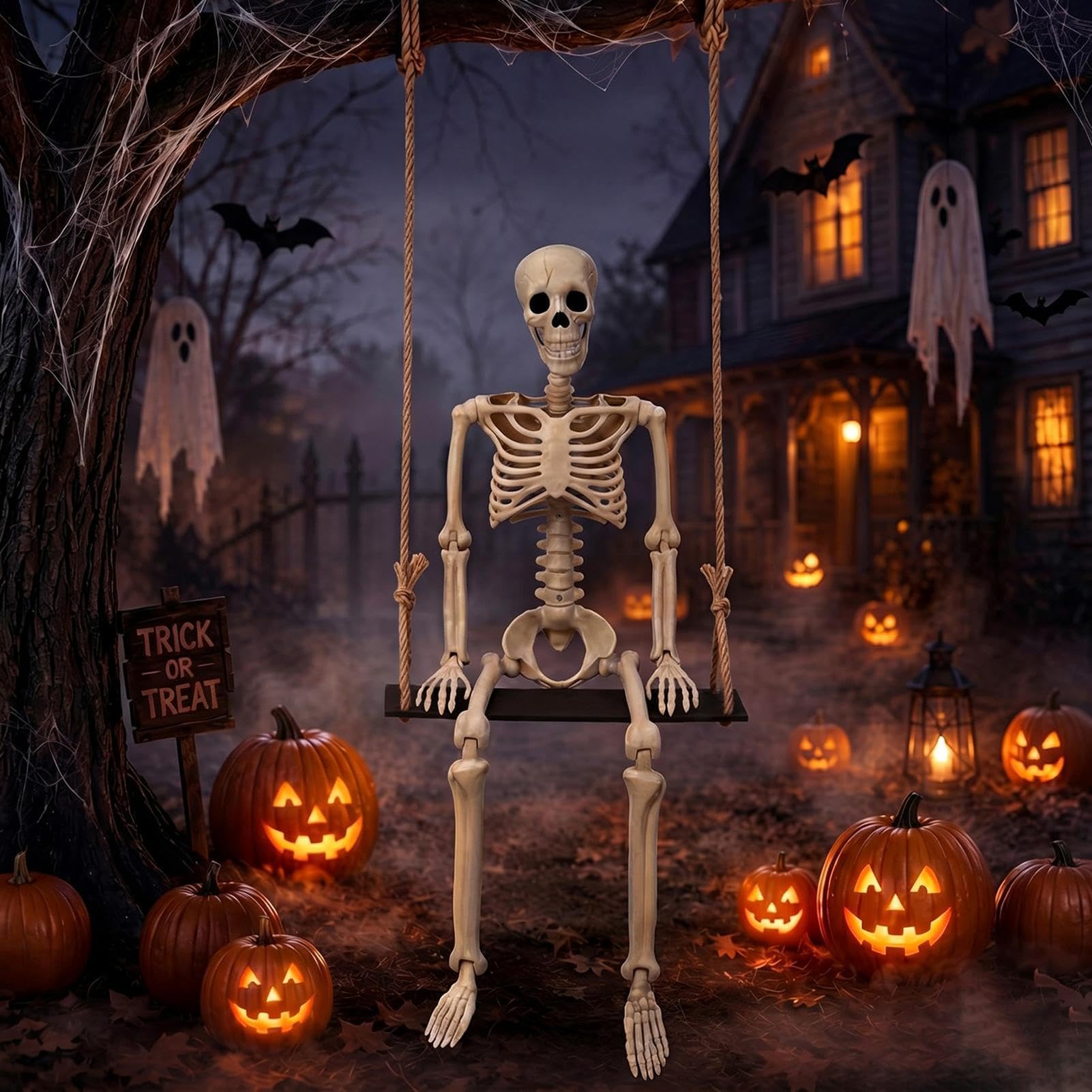 Scheletro Dondolante Di Halloween Decorazione Scheletro Oscillante Esterno