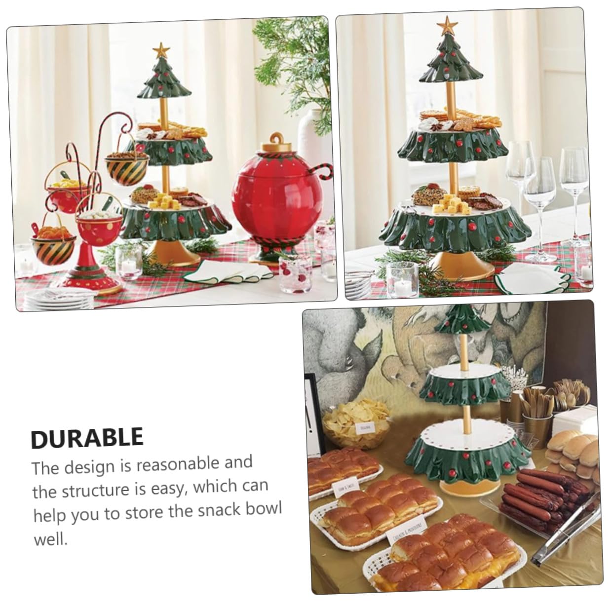 Espositore per Snack Natalizio in Resina Sicura Vassoio Portaoggetti Multifunzionale per Dolci e Piatti per Spuntini Decorazione da Tavolo per Feste di Natale e Celebrazioni