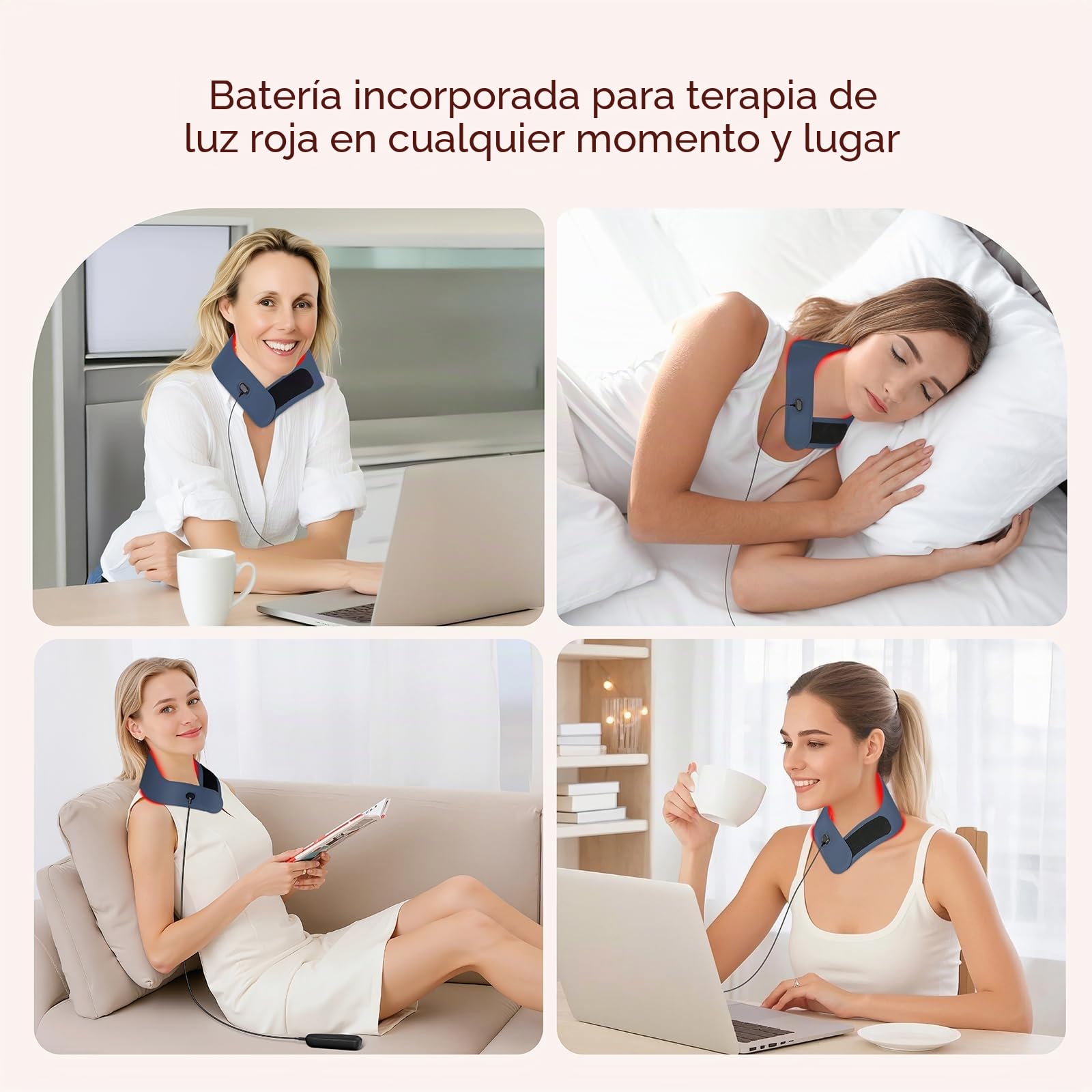 Red Light Neck Therapy, 147 LED con Tecnología TriChip™, Control Remoto Recargable, Temporizador, Terapia Portátil de Luz Roja 660nm & Infrarroja 850nm para Cuello y Hombros (Azul)