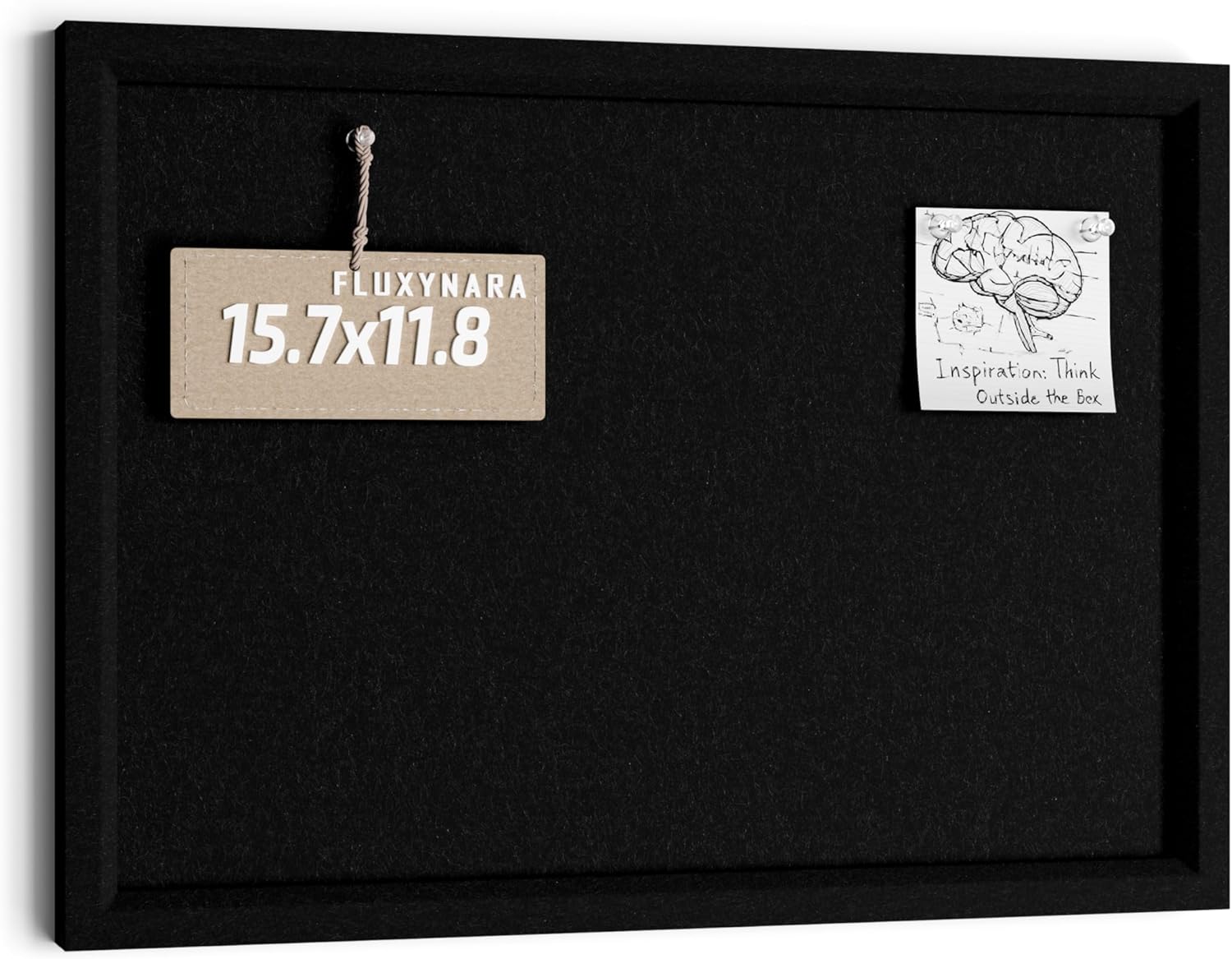 Fluxynara Foldable Cork Board Alternative, Felt Bulletin Board 36" x 24" Black Frame with 24 Adhesive Tabs, Pin Board for Home Office, Classroom, Entryway, Kitchen Wall Decor—Black