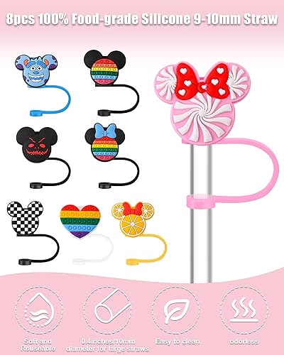 Miniatura 2 de Stanley Cup - 8 piezas de accesorios para vasos Stanley de 30 a 0.394 in con asa, tapa de popote de 0.4 pulgadas, bonita tapa de silicona para beber