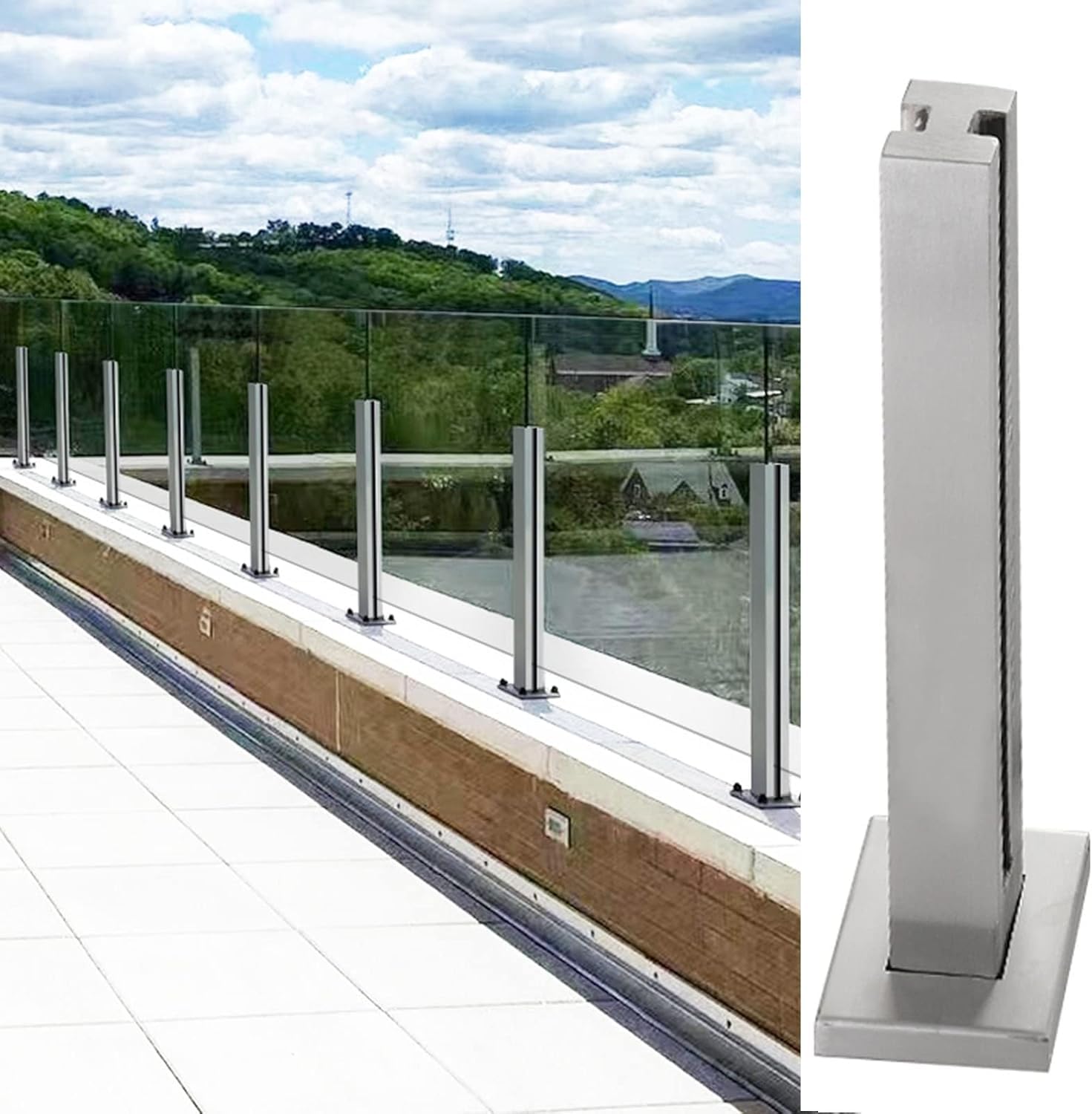 Poteau de garde-corps en acier inoxydable clôture et barrière escalier 105cm