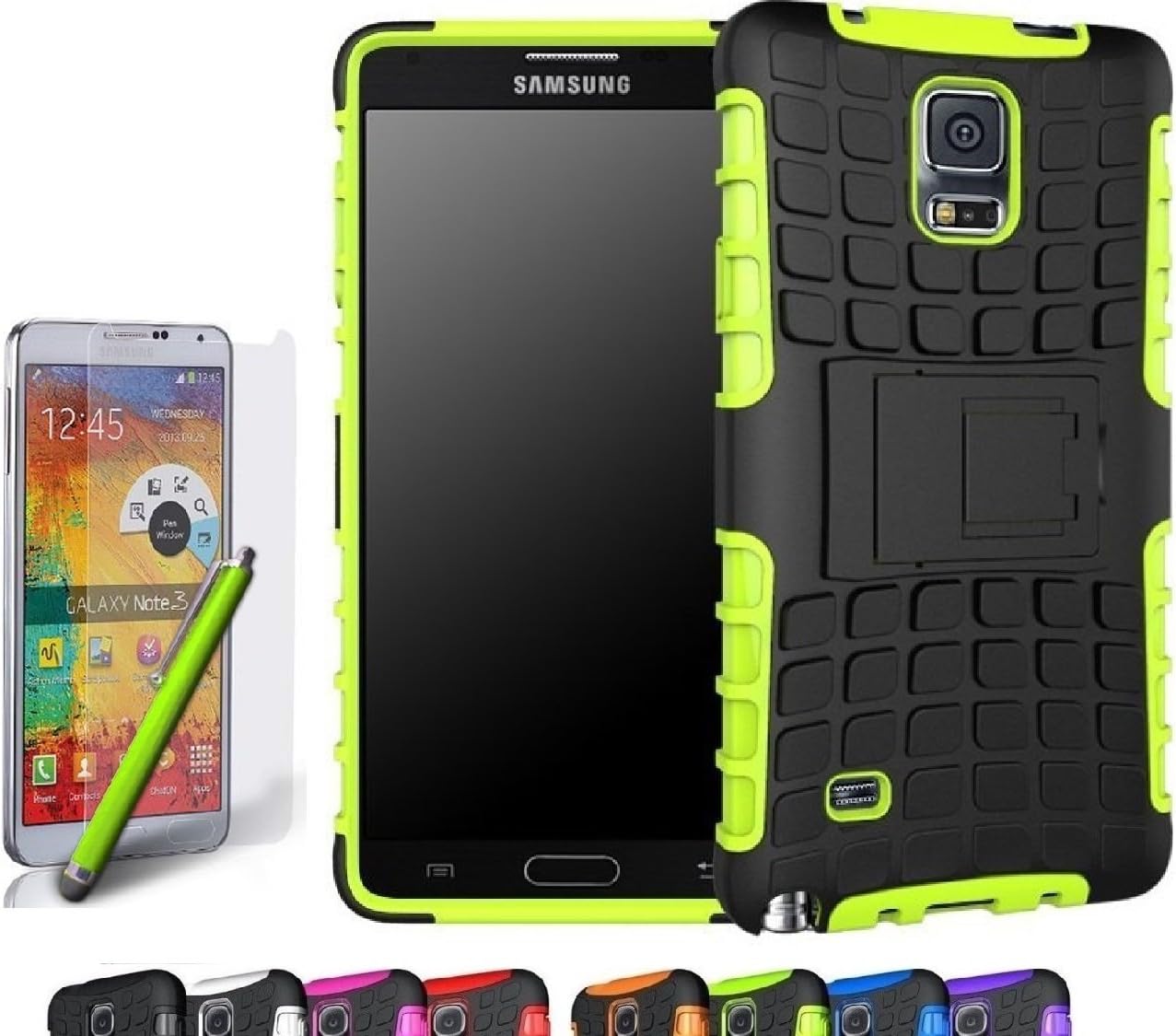 Galaxy Note 4 Case, CINEYO(TM) Heavy Duty Rugged Dual Layer Case with Kickstand (Samsung Galaxy Note 4 case Black) (Green)