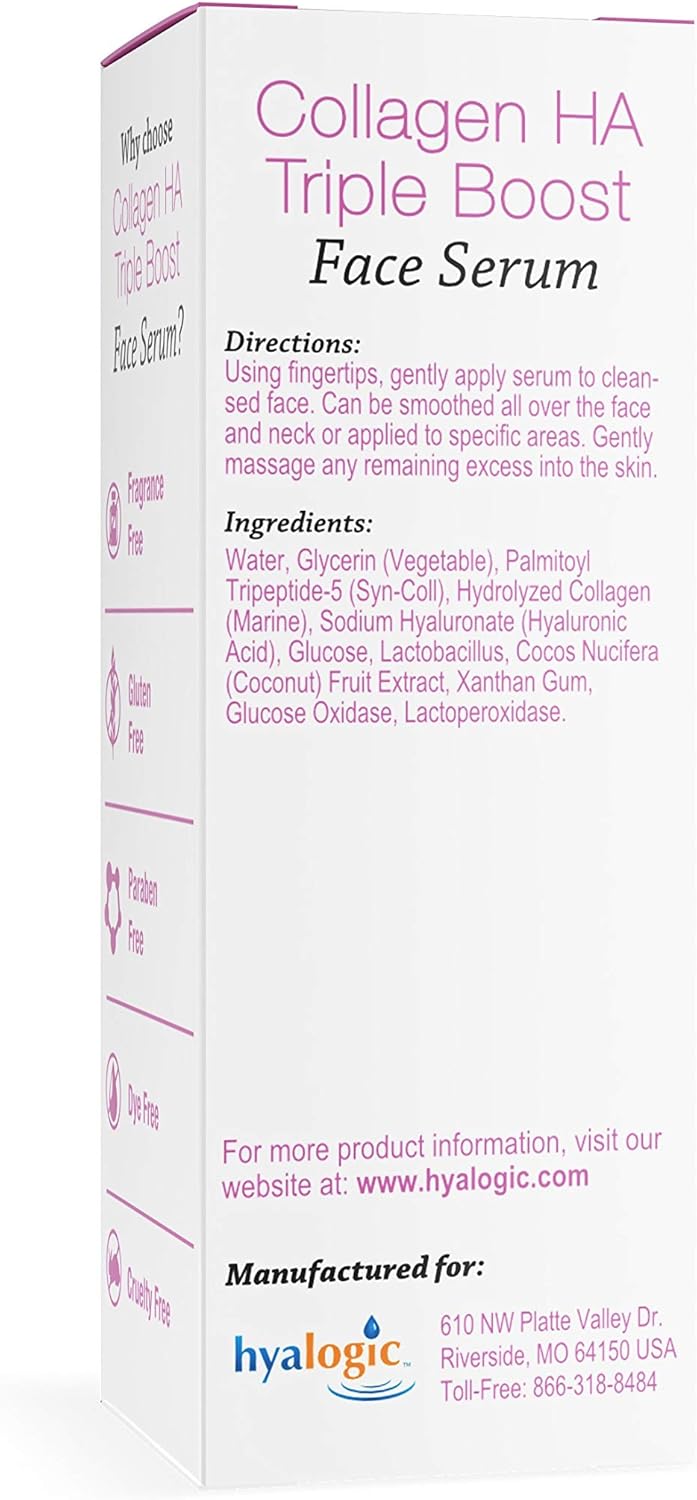 Hyalogic HA Collagen Serum - Triple Boost Face for Skin Care - Peptides for Face, Youthful Firmness & Elasticity Boost, Fragrance & Paraben Free Marine 0.47 FL OZ - Image 2