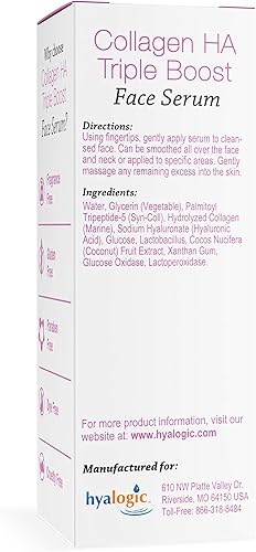 Miniatura 2 de Hyalogic HA - Suero de colágeno Triple Boost para el cuidado de la piel, suero de péptidos para la cara, firmeza juvenil y elasticidad, aumento de