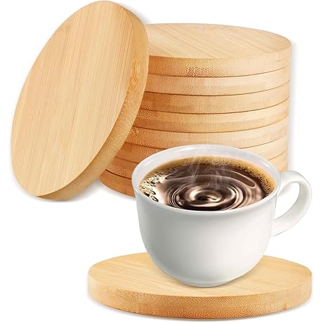 Round Bamboo Coasters Set: Perfect Protection for Tables and Stylish Home Décor