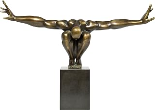Kare Design Deko Objekt Athlet, Bronze, Modern, GroĂe Dekorationsfigur, Fitness Statue, Skulptur, Wohnzimmer, Marmor Sockel, 52x75x23cm (H/B/T)