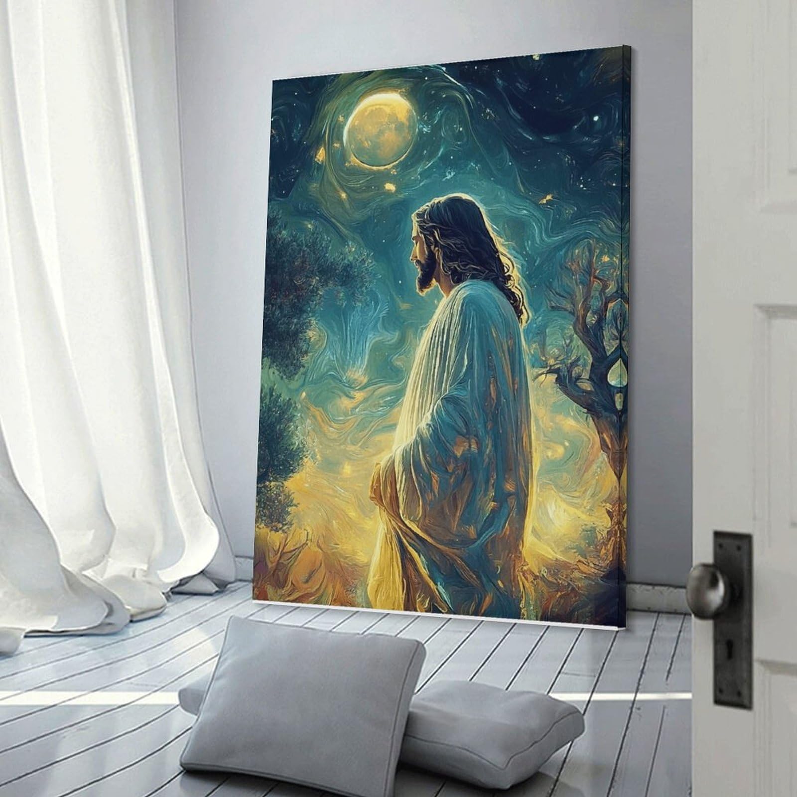 Junmoney Frame-Style-6 Canvas Art Print Jesus Painting Artwork, 20X30inch(50X75cm), For Contemporary Homes, Apartments Or Offices, Decorative Canvas Decor For Home Updates