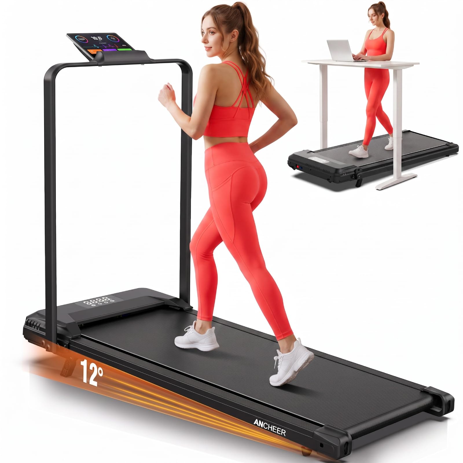 ANCHEER Walking Pad with Incline-Small Treadmill for Home