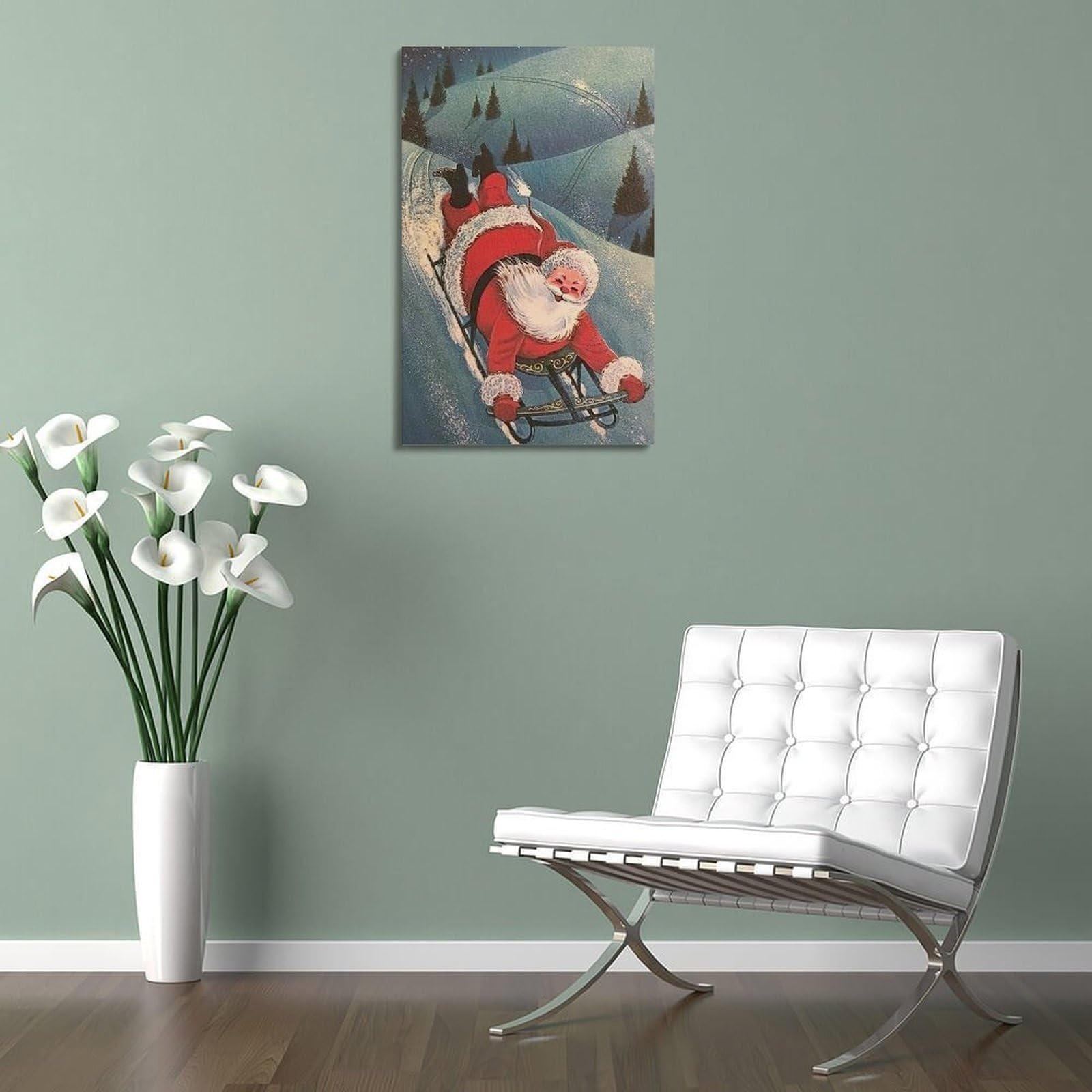 CWLLOG Stampe artistiche da parete su tela, poster natalizio con Babbo Natale che mostra dinamiche festival, decorazione moderna per soggiorno e camera da letto, 40 x 60 cm