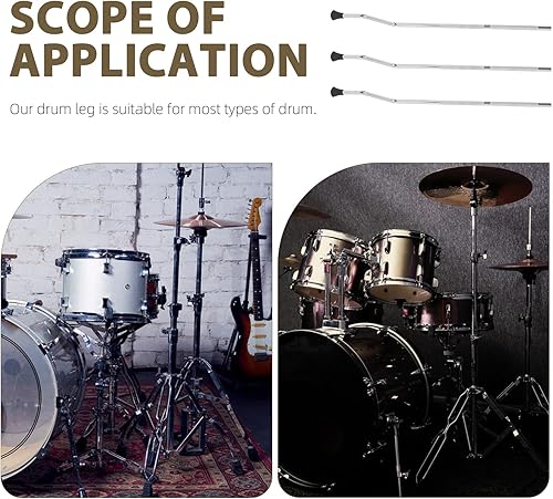 Miniatura 6 de VICASKY 3 piezas de patas de piso con soportes, patas de soporte de tambor, pata de Tom de piso con punta perla, estante de montaje, pata de metal