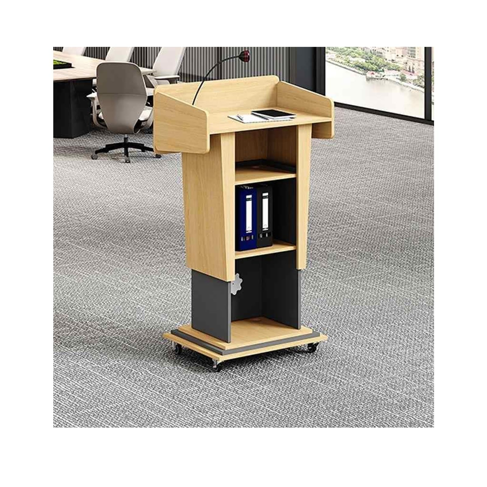 CGCSYZ Adjustable Portable Podium for Conferences Seminars & Classrooms Wood Lectern with Height Control Ideal for Public Speaking & Presentations (Grigio 48.5 * 60cm)