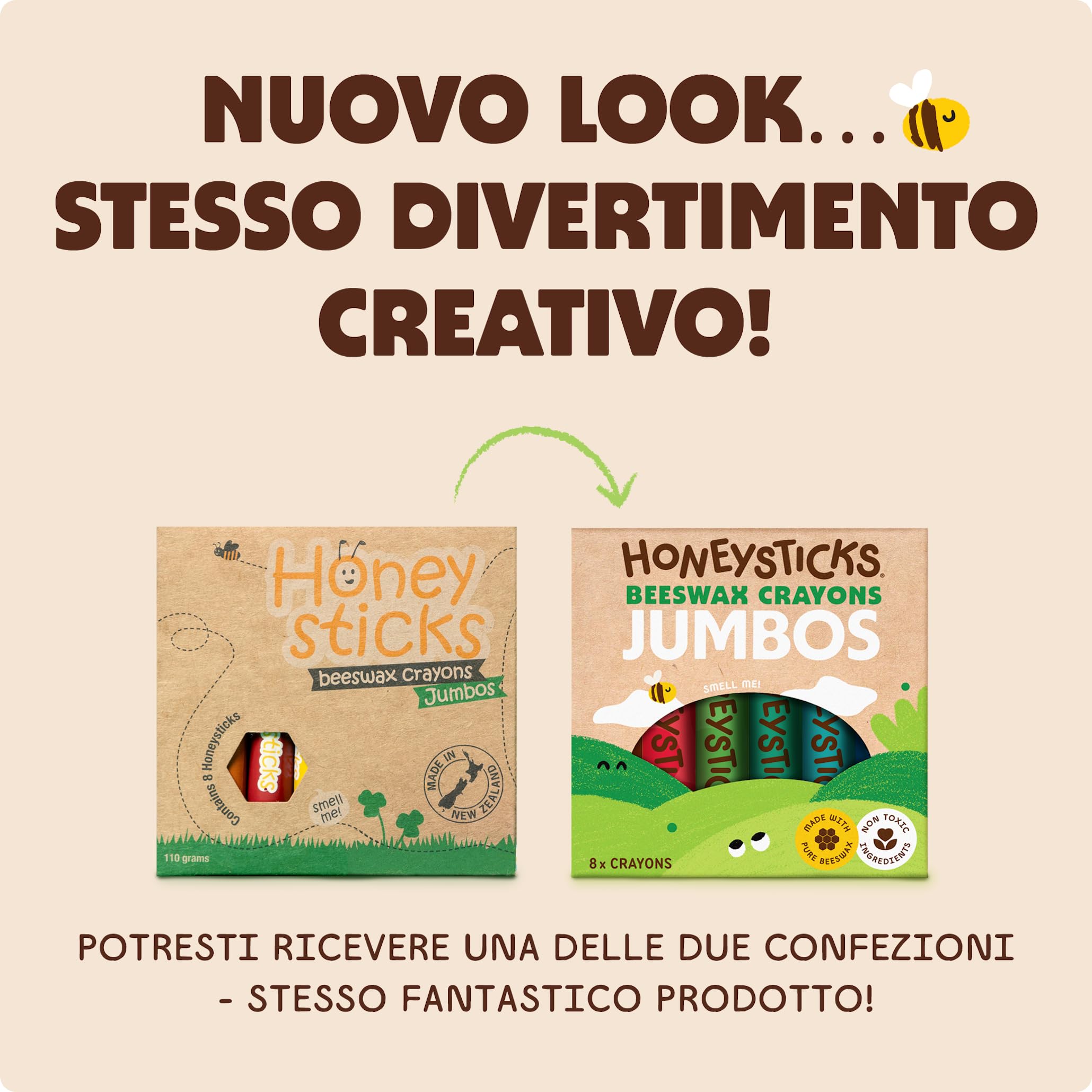 Honeysticks - Pastelli in 100% pura cera d’api (confezione da 8 pezzi, sottili). Naturali, atossici e sicuri per bambini di ogni età. Fatti a mano in Nuova Zelanda.